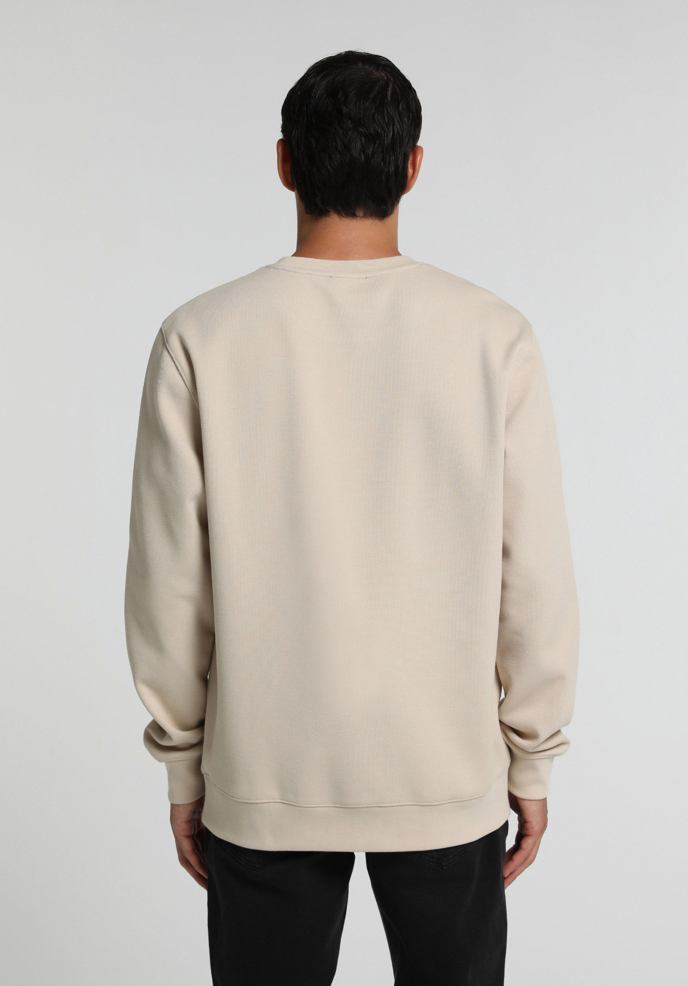Regular Fit Yuvarlak Yaka Düz Erkek Taş Sweatshirt