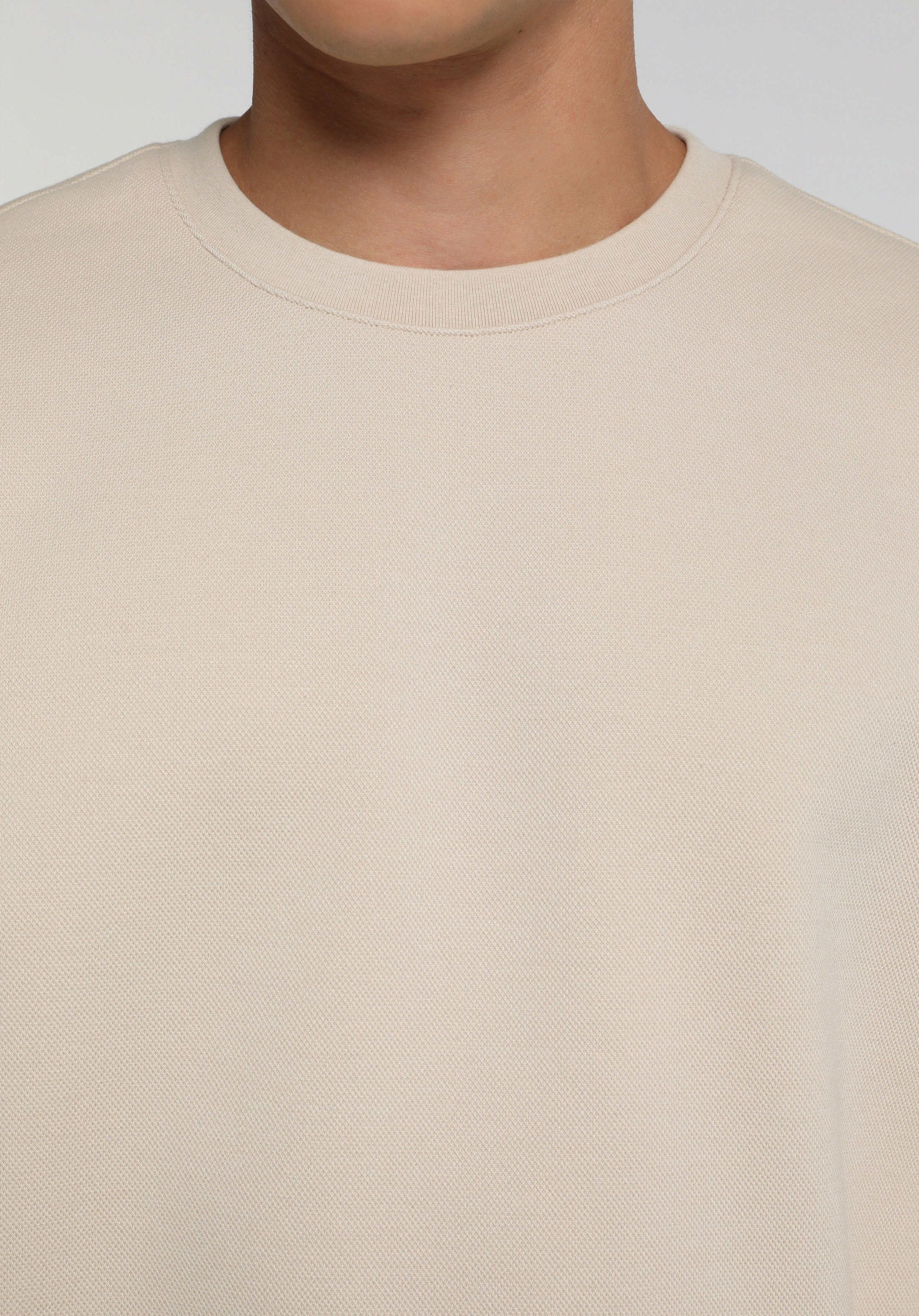 Regular Fit Yuvarlak Yaka Düz Erkek Taş Sweatshirt