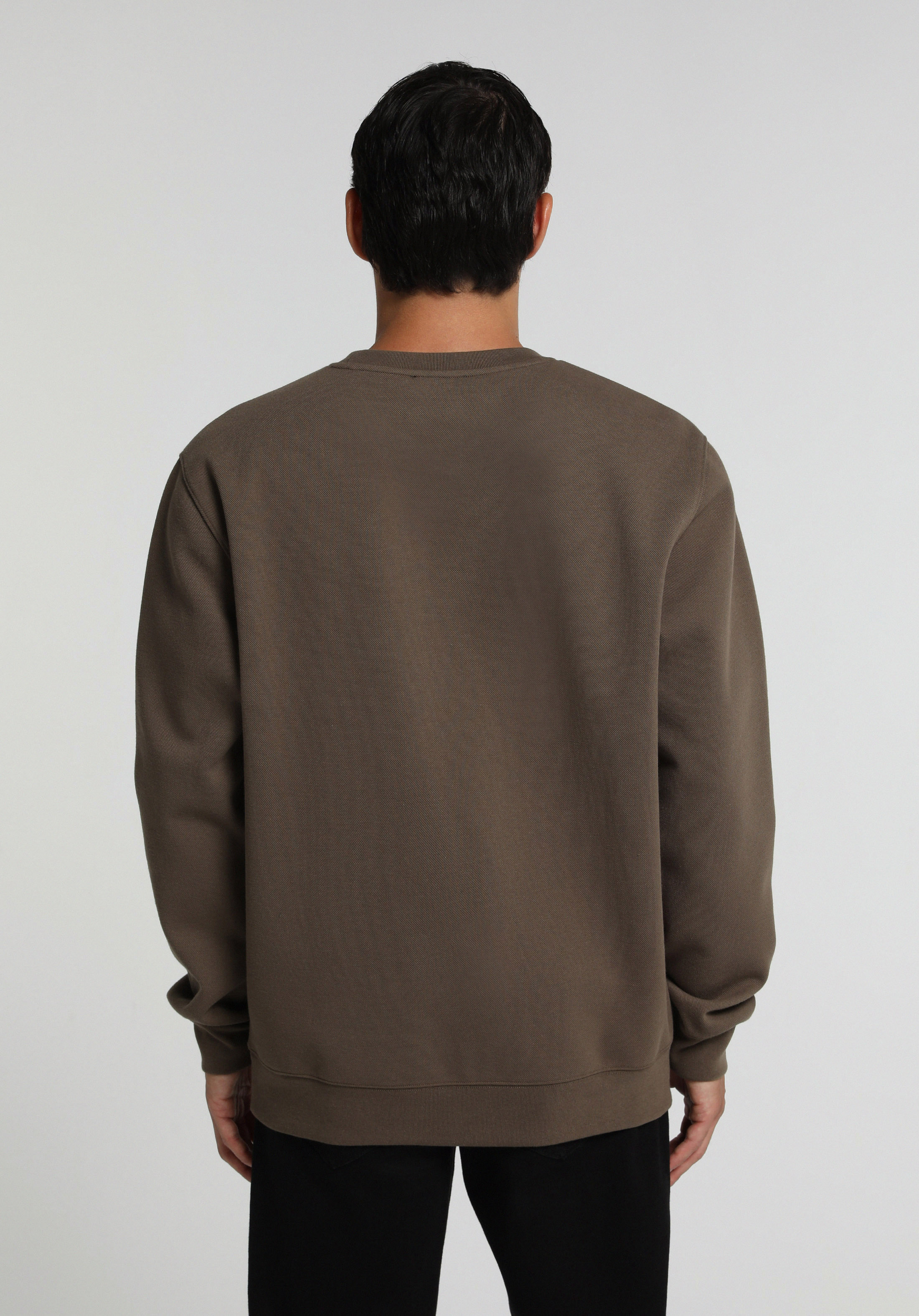 Regular Fit Yuvarlak Yaka Düz Erkek Kahverengi Sweatshirt
