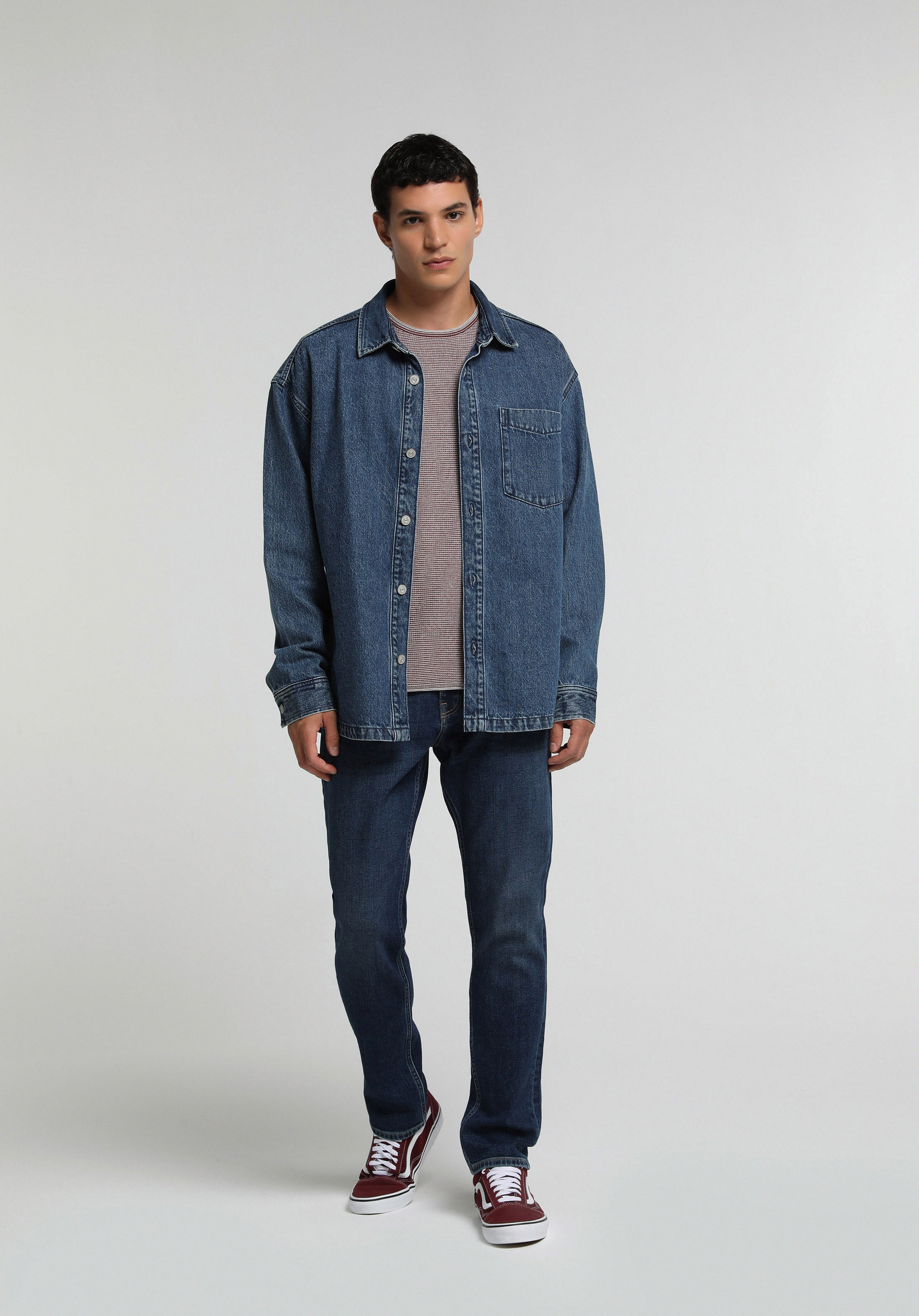 Slim Tapered Fit Orta Bel Daralan Paça Erkek Dark İndigo Denim Jean Pantolon