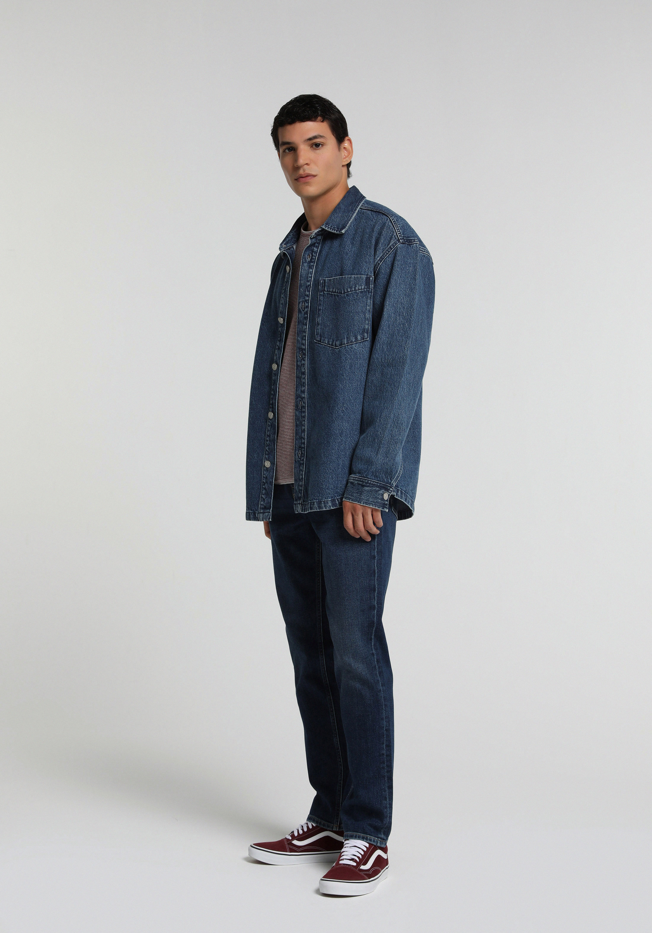 Slim Tapered Fit Orta Bel Daralan Paça Erkek Dark İndigo Denim Jean Pantolon