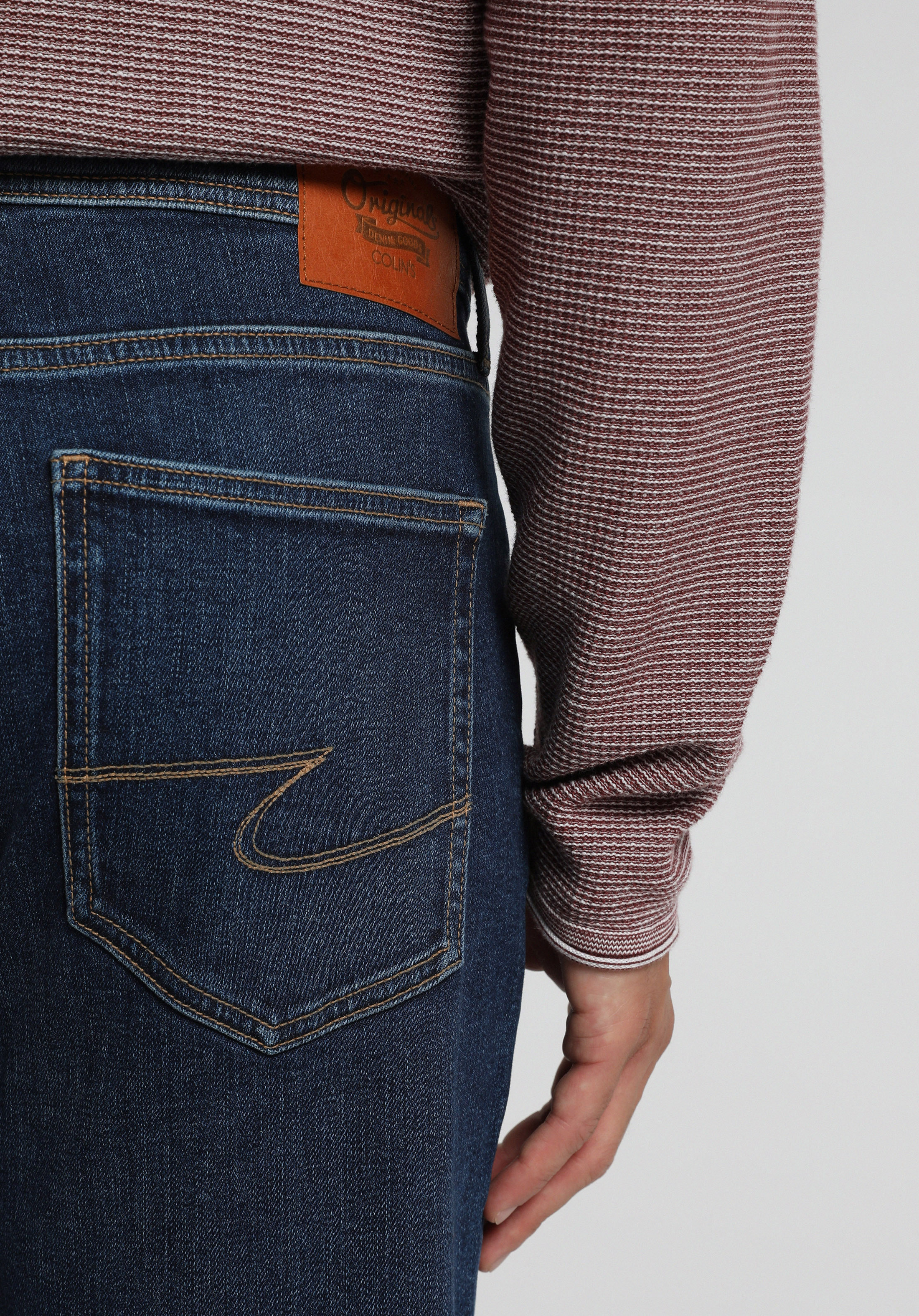Slim Tapered Fit Orta Bel Daralan Paça Erkek Dark İndigo Denim Jean Pantolon