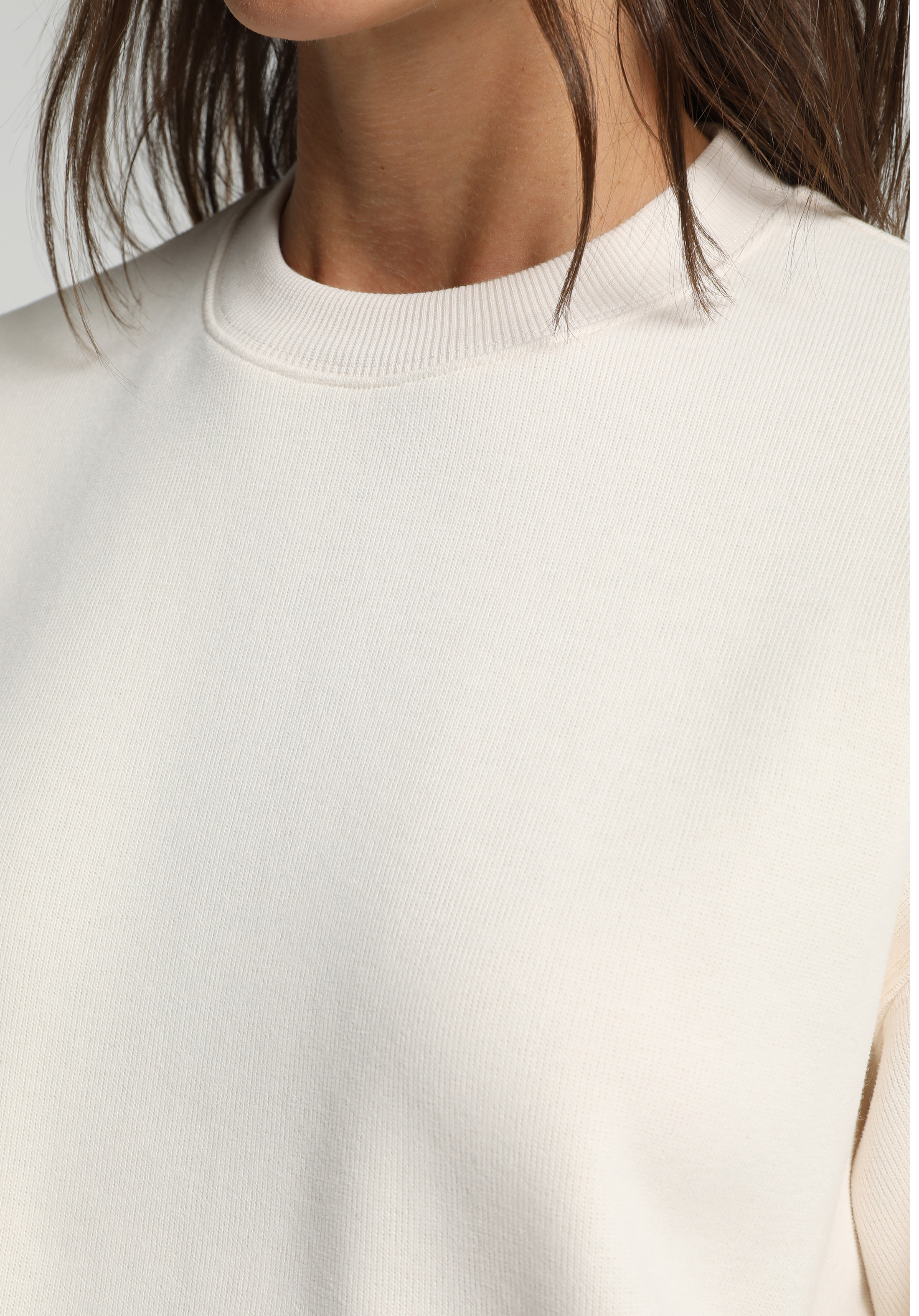 Regular Fit Yuvarlak Yaka Düz Kadın Taş Sweatshirt