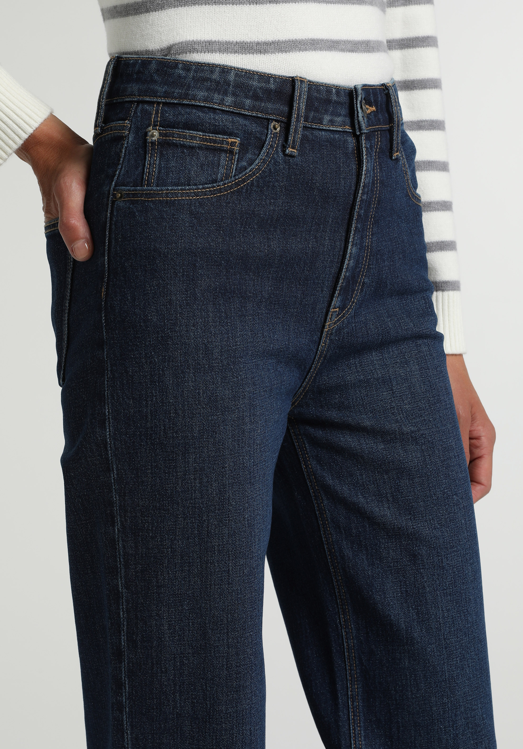 Slim Tapered Fit   Kadın Dark İndigo Denim Jean Pantolon