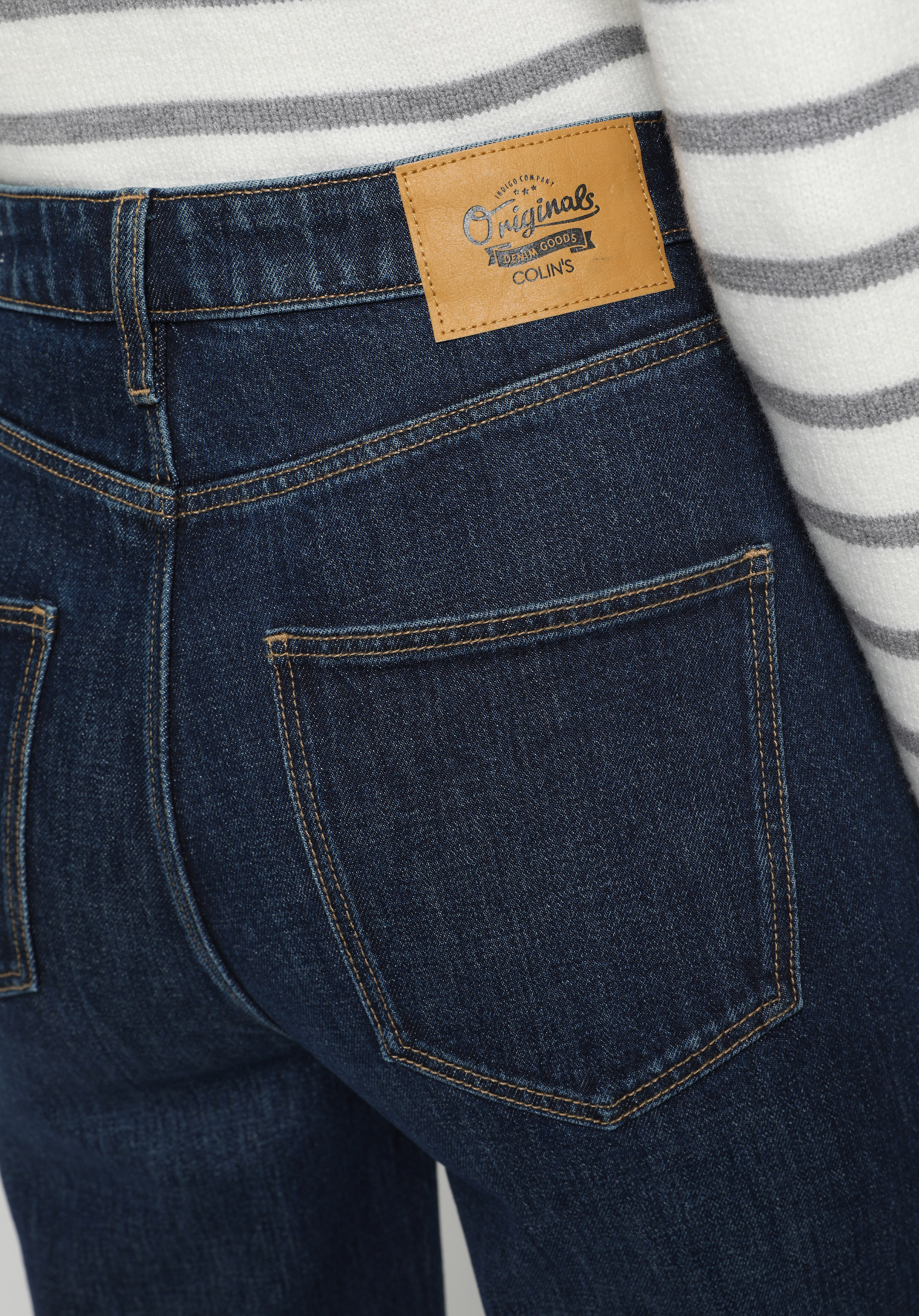 Slim Tapered Fit   Kadın Dark İndigo Denim Jean Pantolon