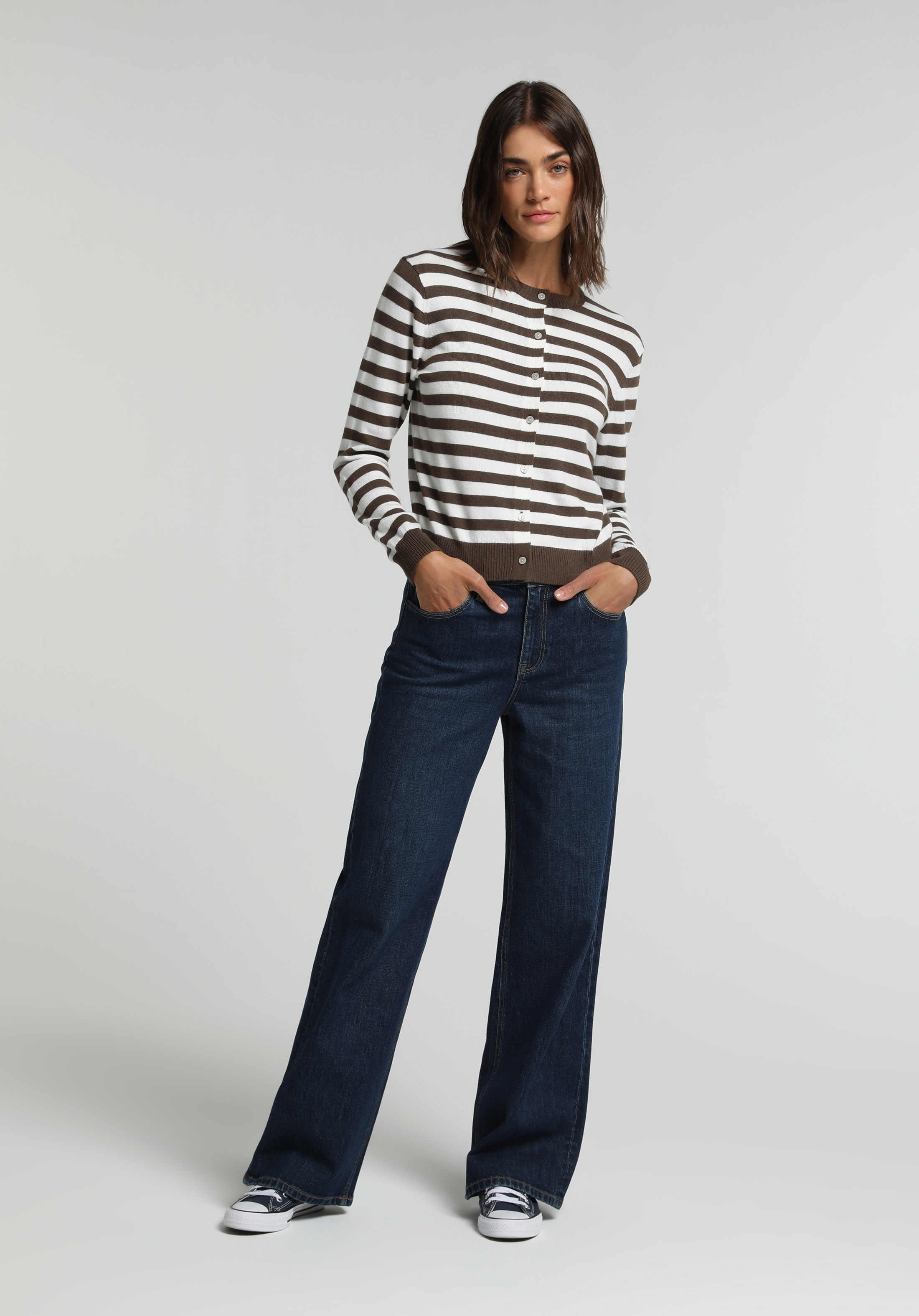 Slim Tapered Fit   Kadın Dark İndigo Denim Jean Pantolon