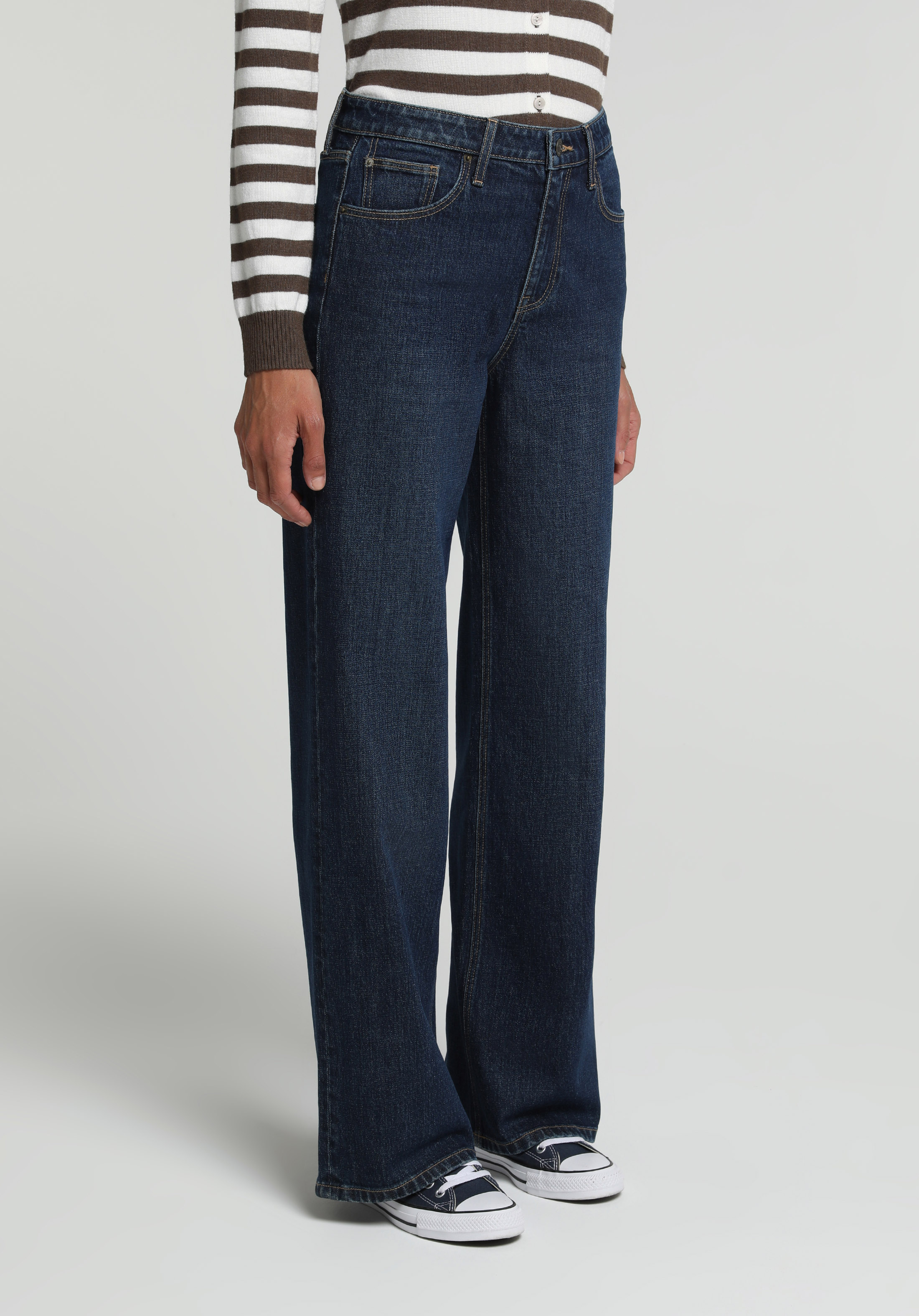 Slim Tapered Fit   Kadın Dark İndigo Denim Jean Pantolon