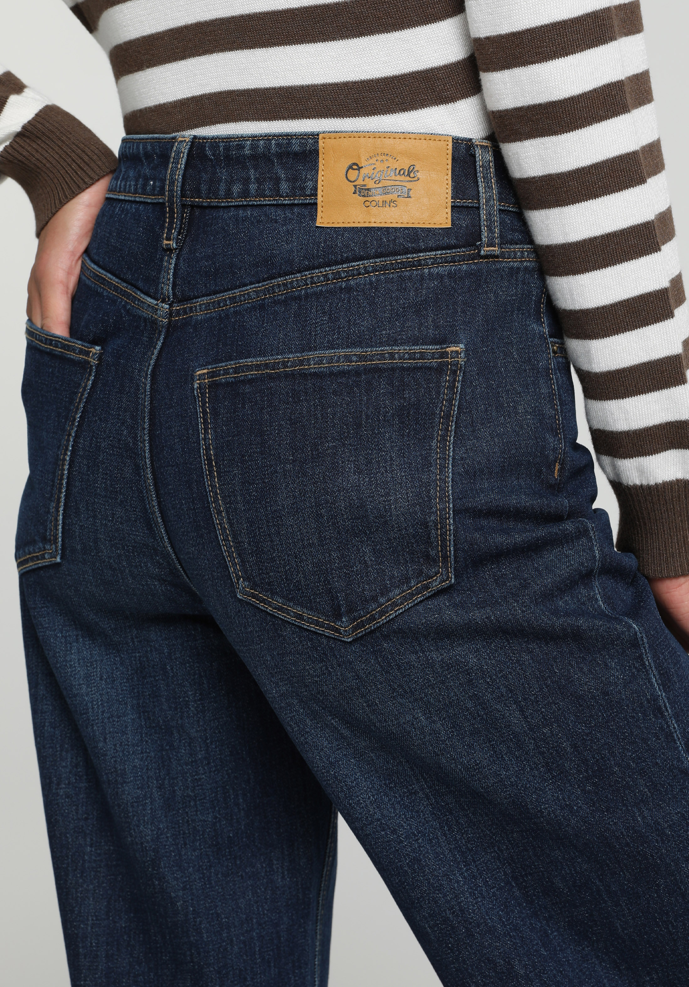 Slim Tapered Fit   Kadın Dark İndigo Denim Jean Pantolon