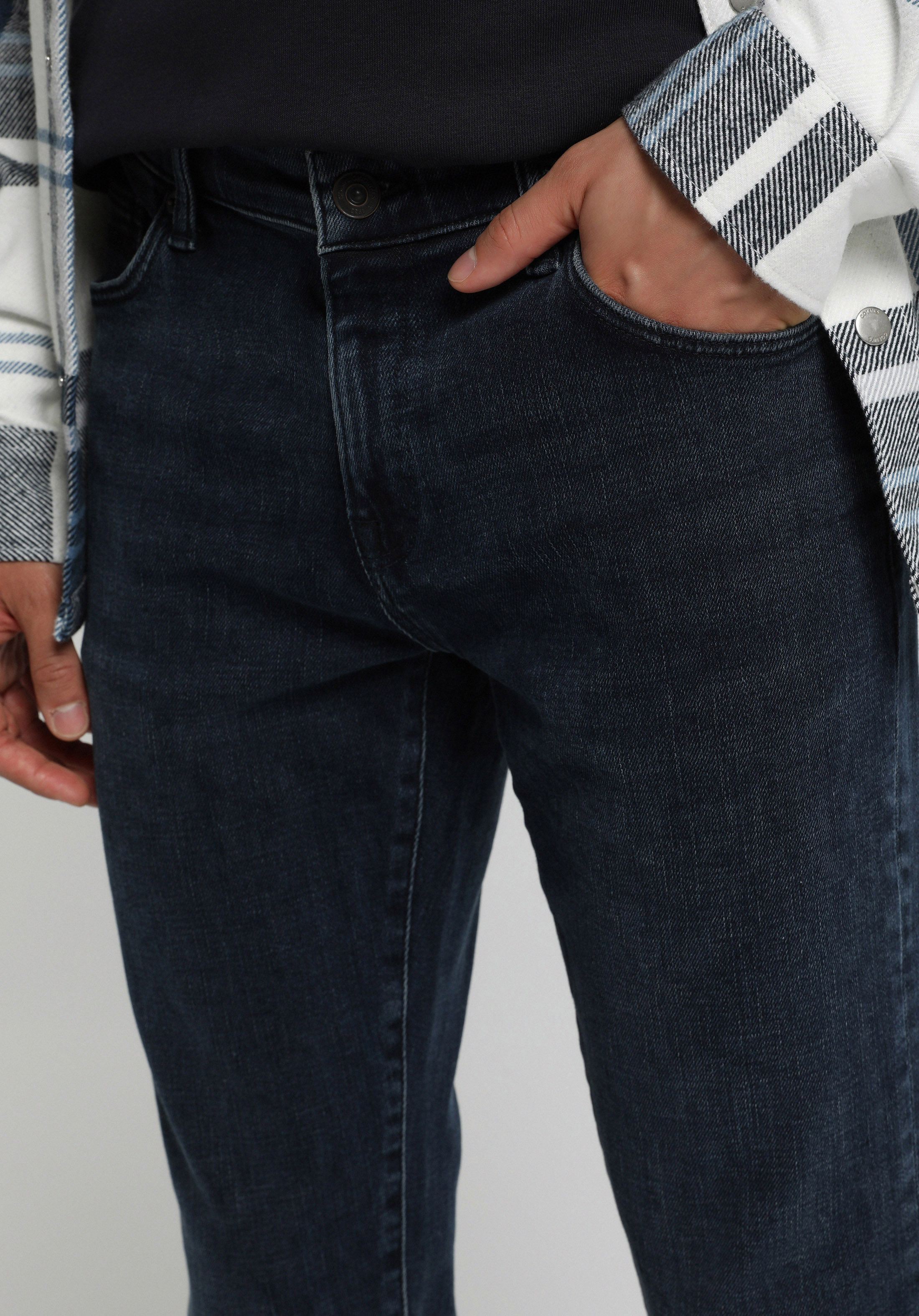 Slim Fit   Erkek Blue Black Denim Jean Pantolon