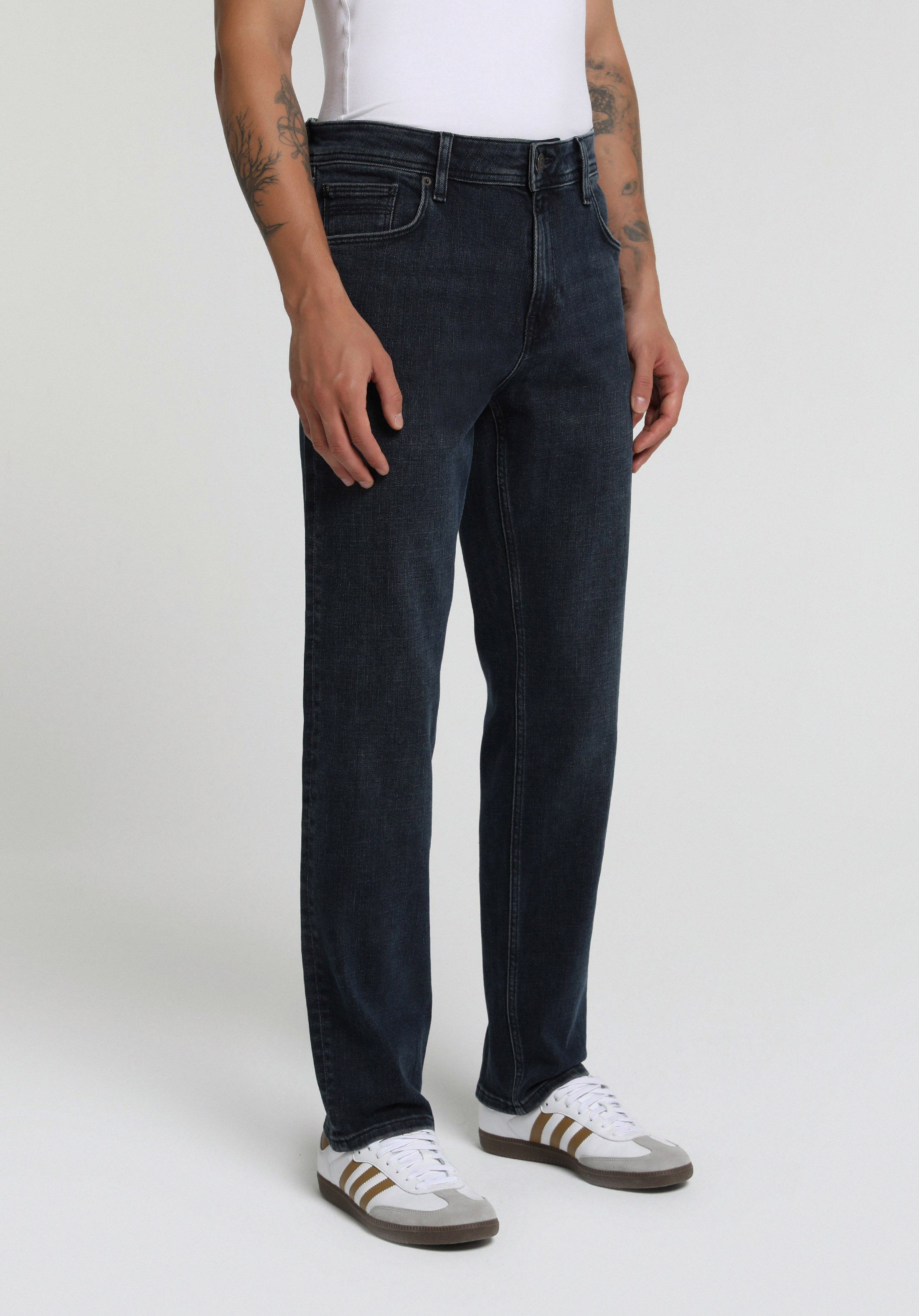 Straight Fit   Erkek Blue Black Denim Jean Pantolon