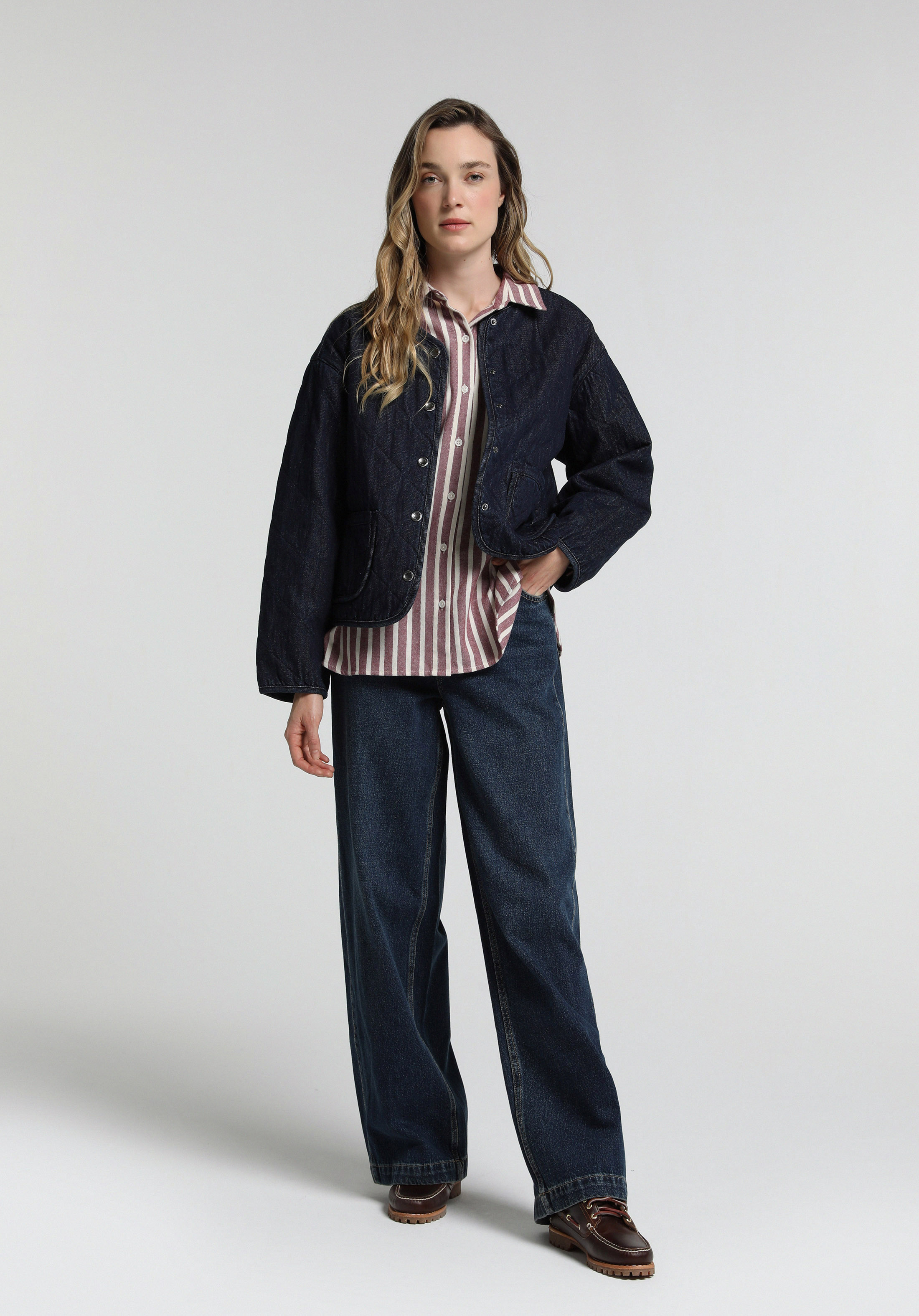 Baggy Wide Leg Fit   Kadın Dark İndigo Denim Jean Pantolon