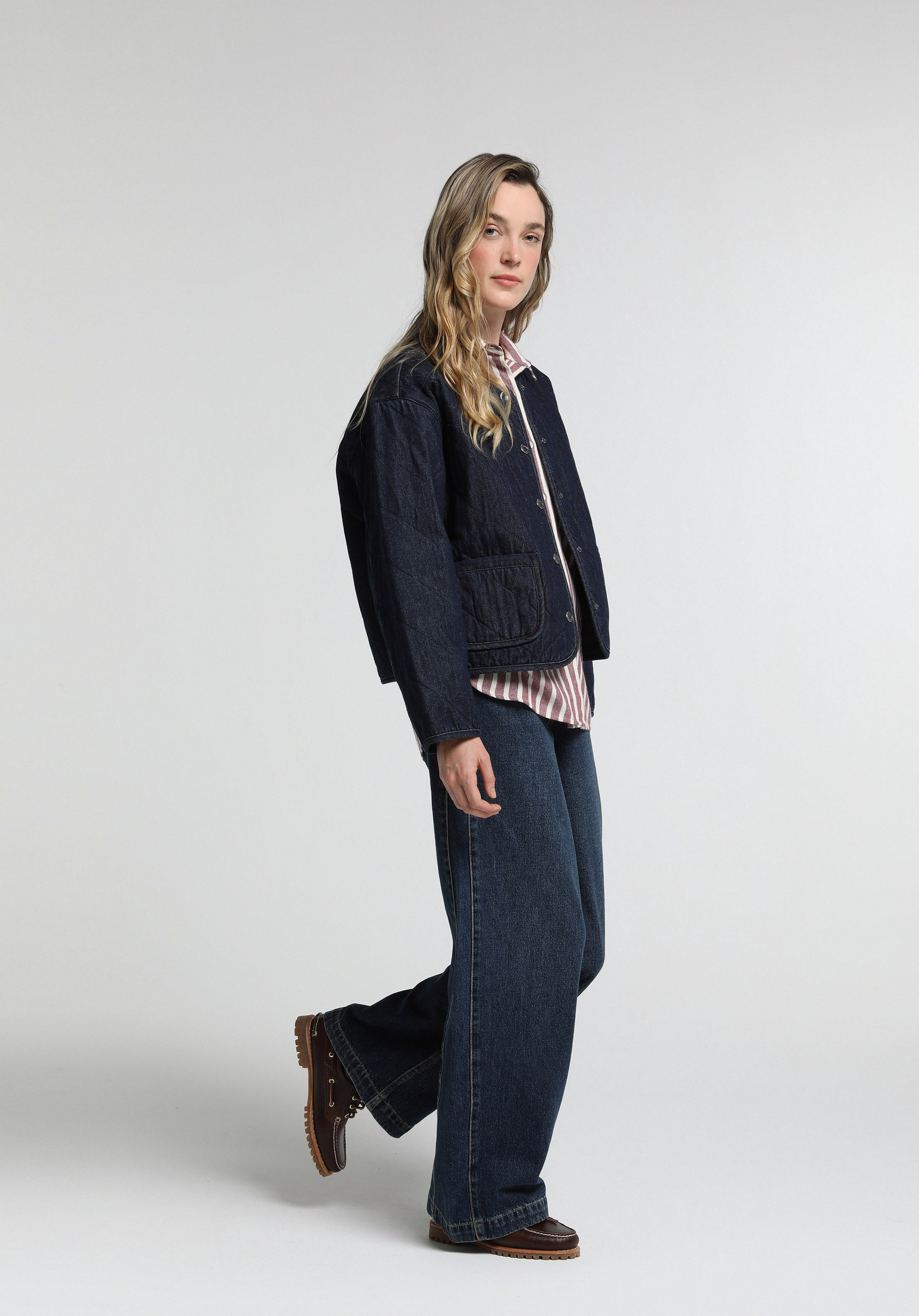 Baggy Wide Leg Fit   Kadın Dark İndigo Denim Jean Pantolon