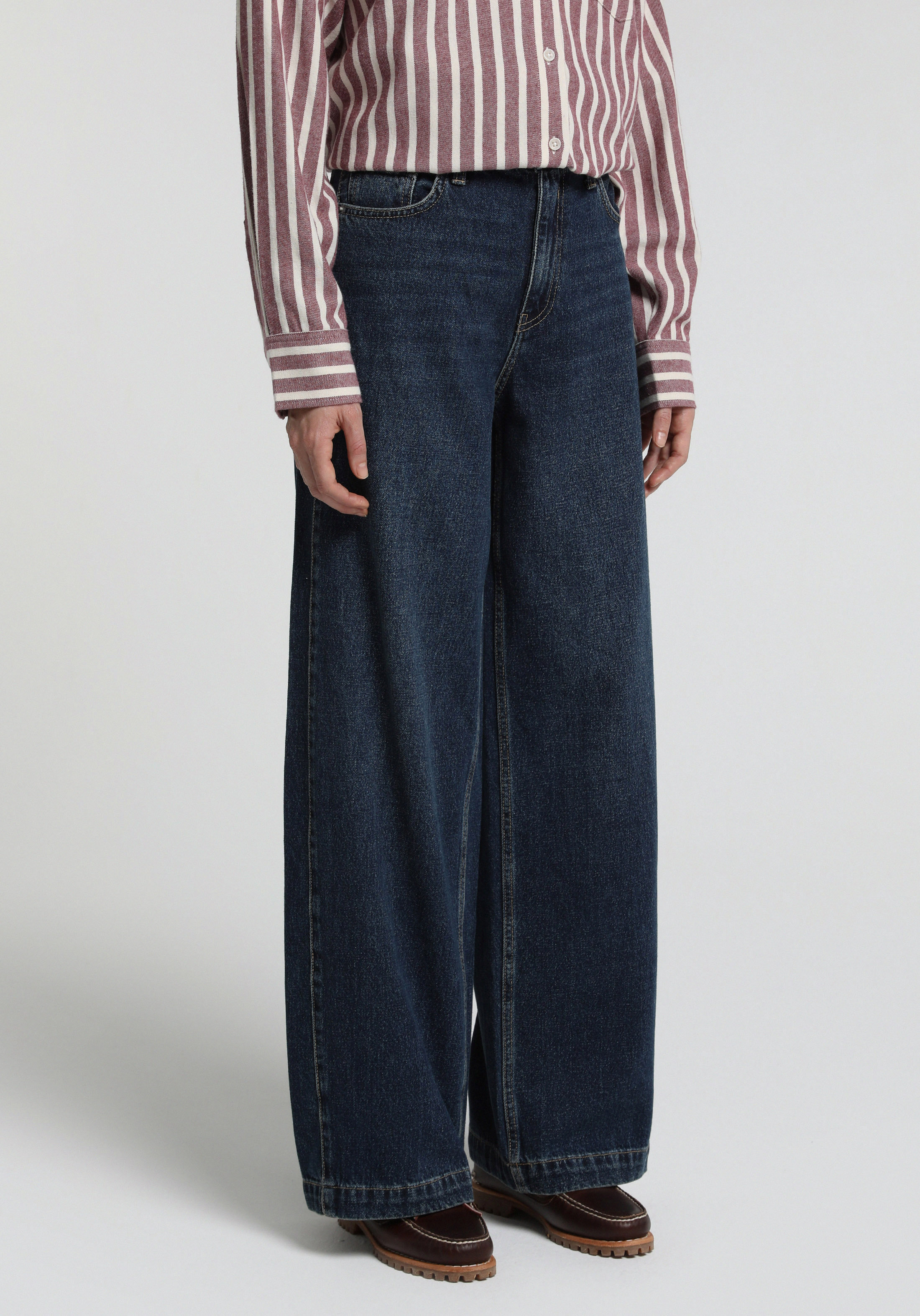 Baggy Wide Leg Fit   Kadın Dark İndigo Denim Jean Pantolon