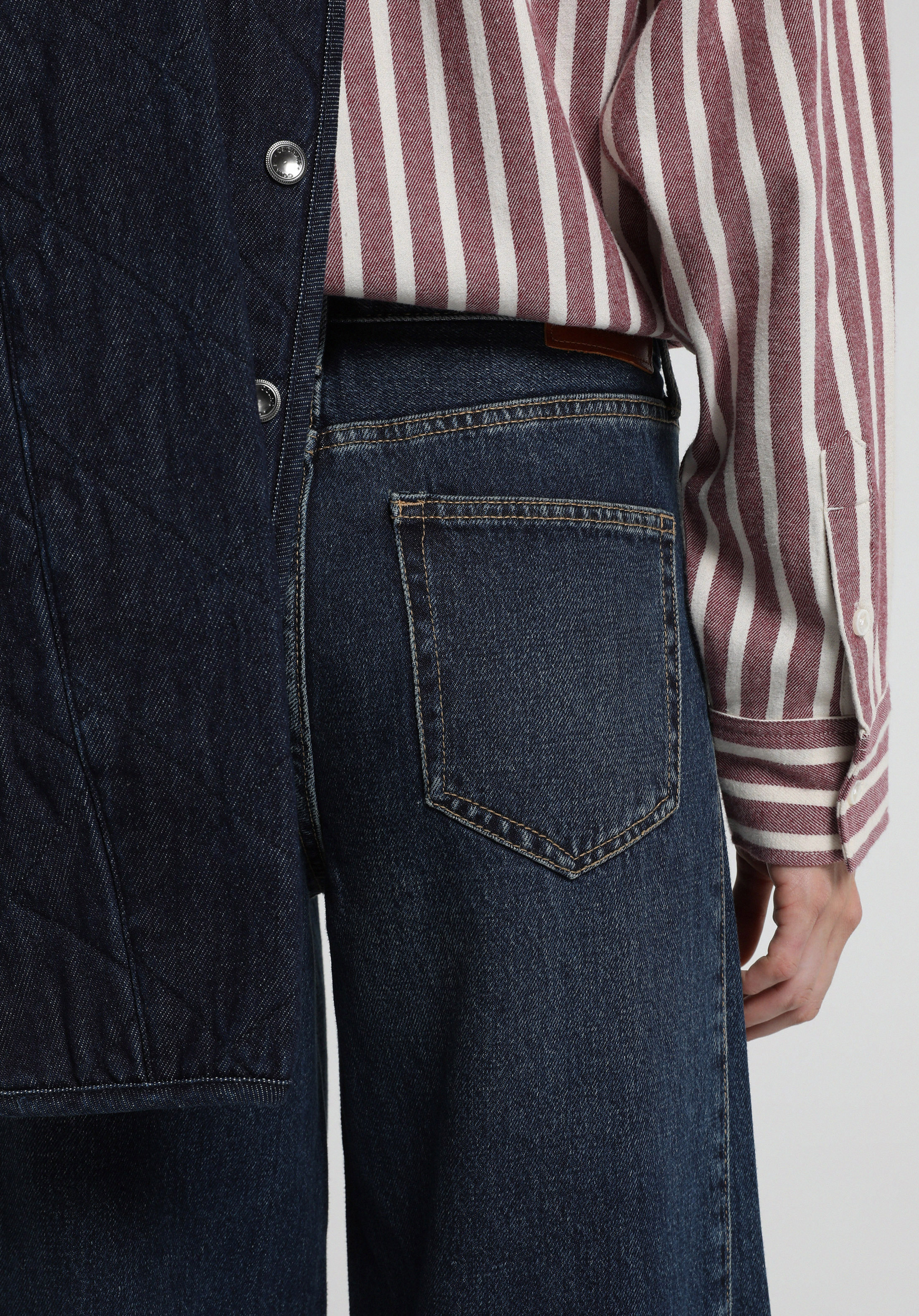 Baggy Wide Leg Fit   Kadın Dark İndigo Denim Jean Pantolon