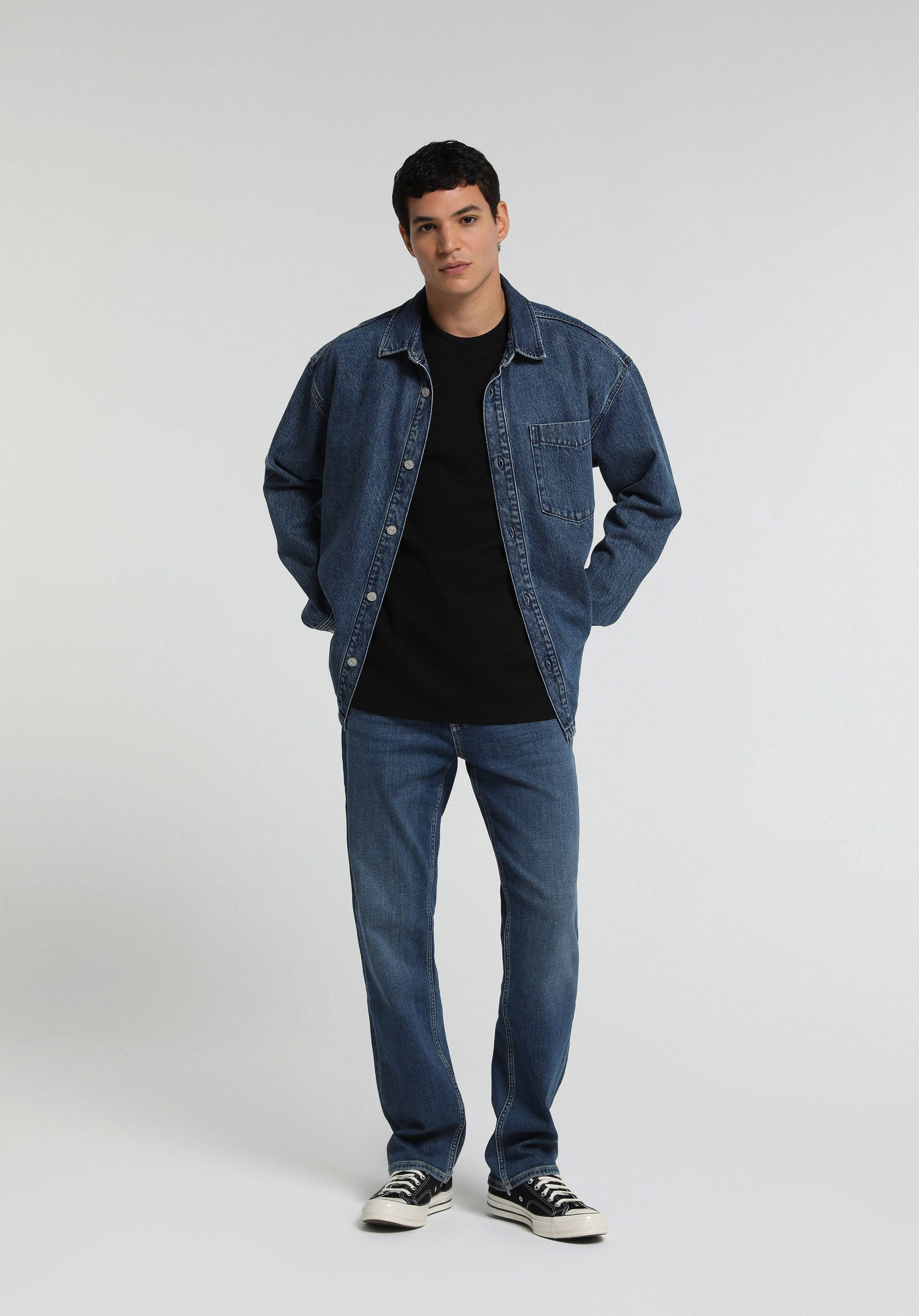 Relaxed Straight Fit   Erkek Dark İndigo Denim Jean Pantolon