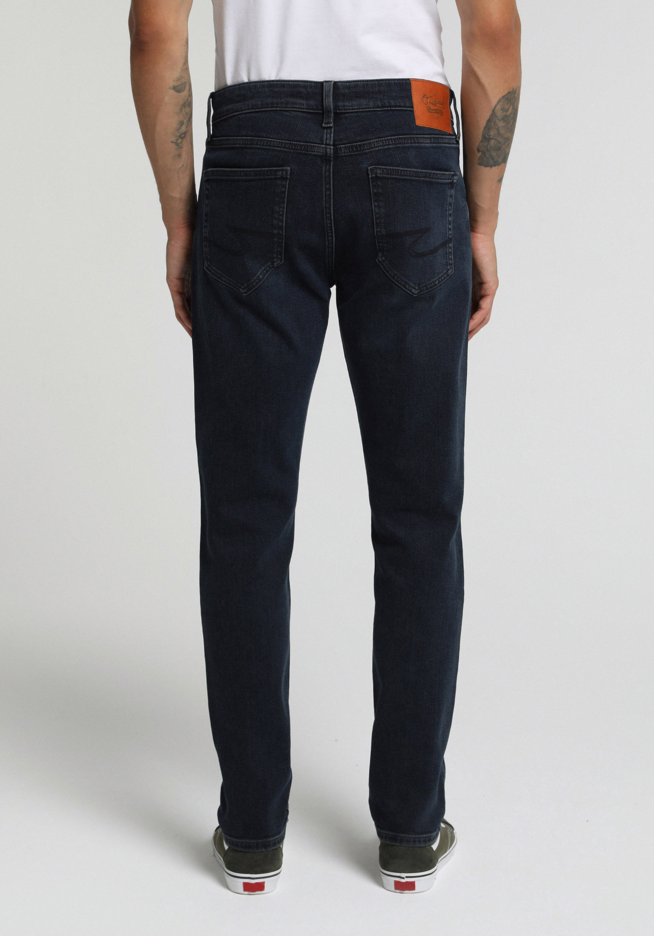 Slim Fit Düşük Bel Dar Paça Erkek Blue Black Denim Jean Pantolon