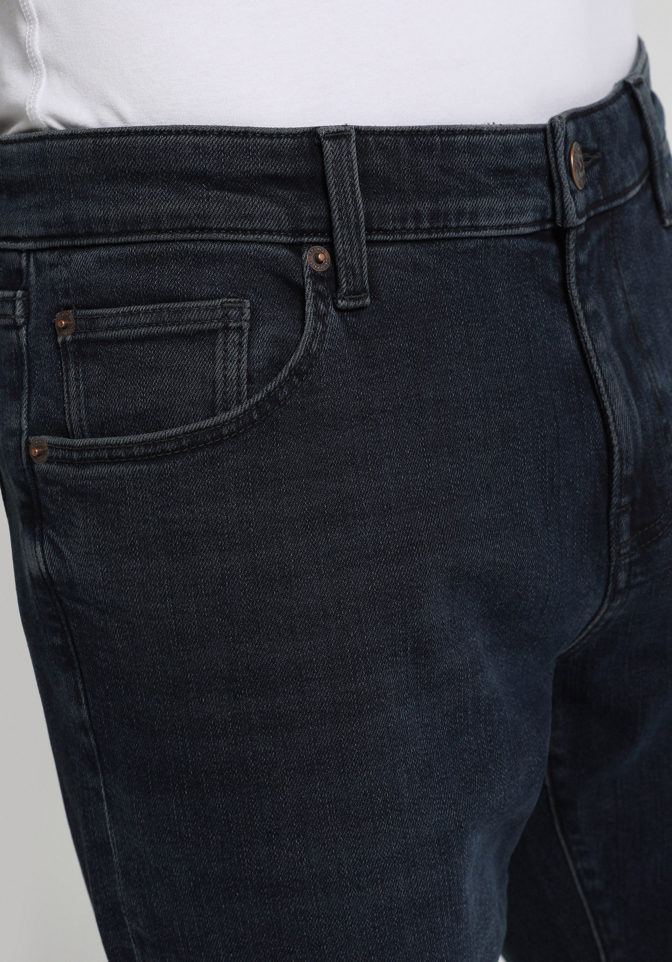 Slim Fit Düşük Bel Dar Paça Erkek Blue Black Denim Jean Pantolon