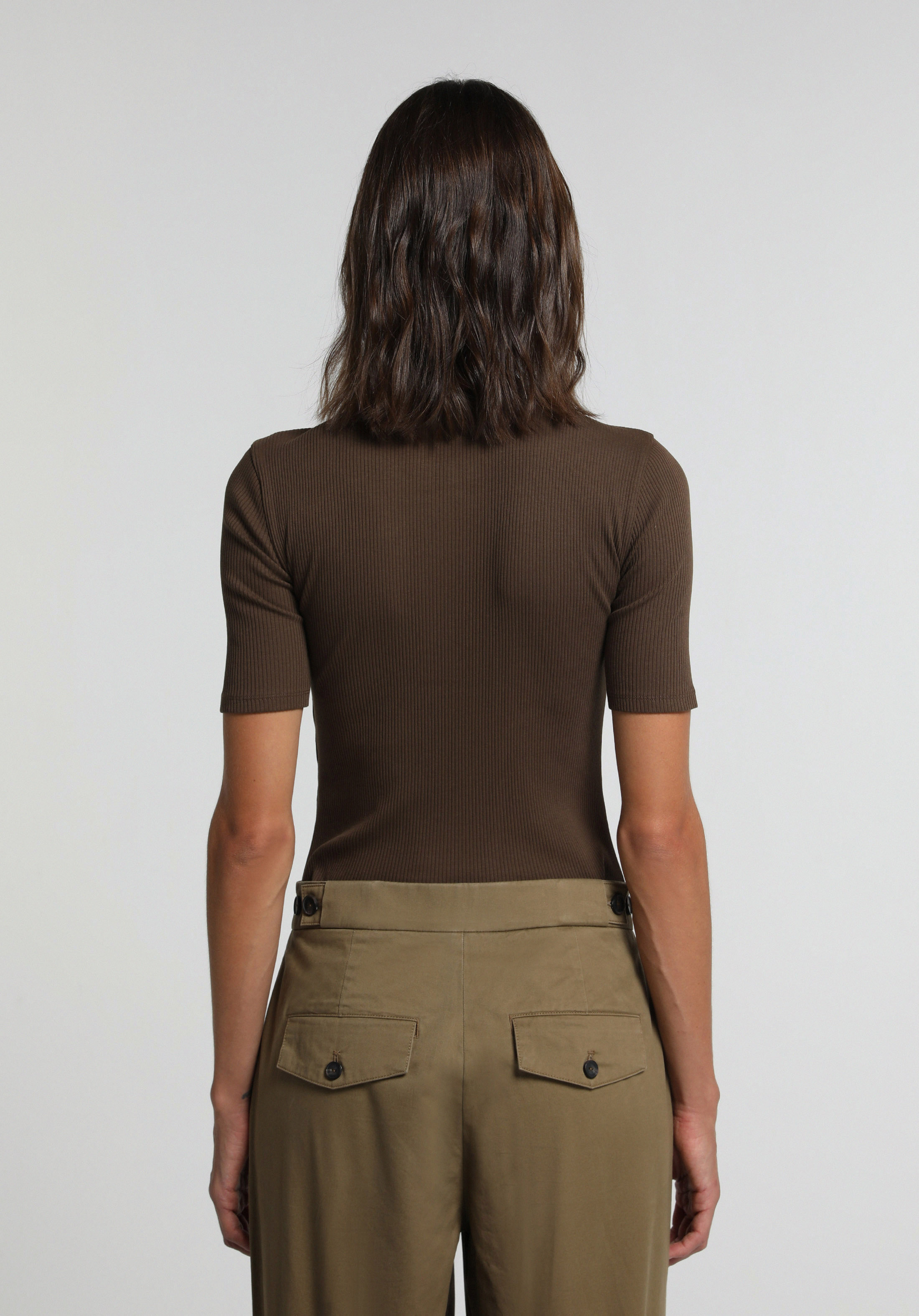 Slim Fit   Kadın Kahverengi  Tişört