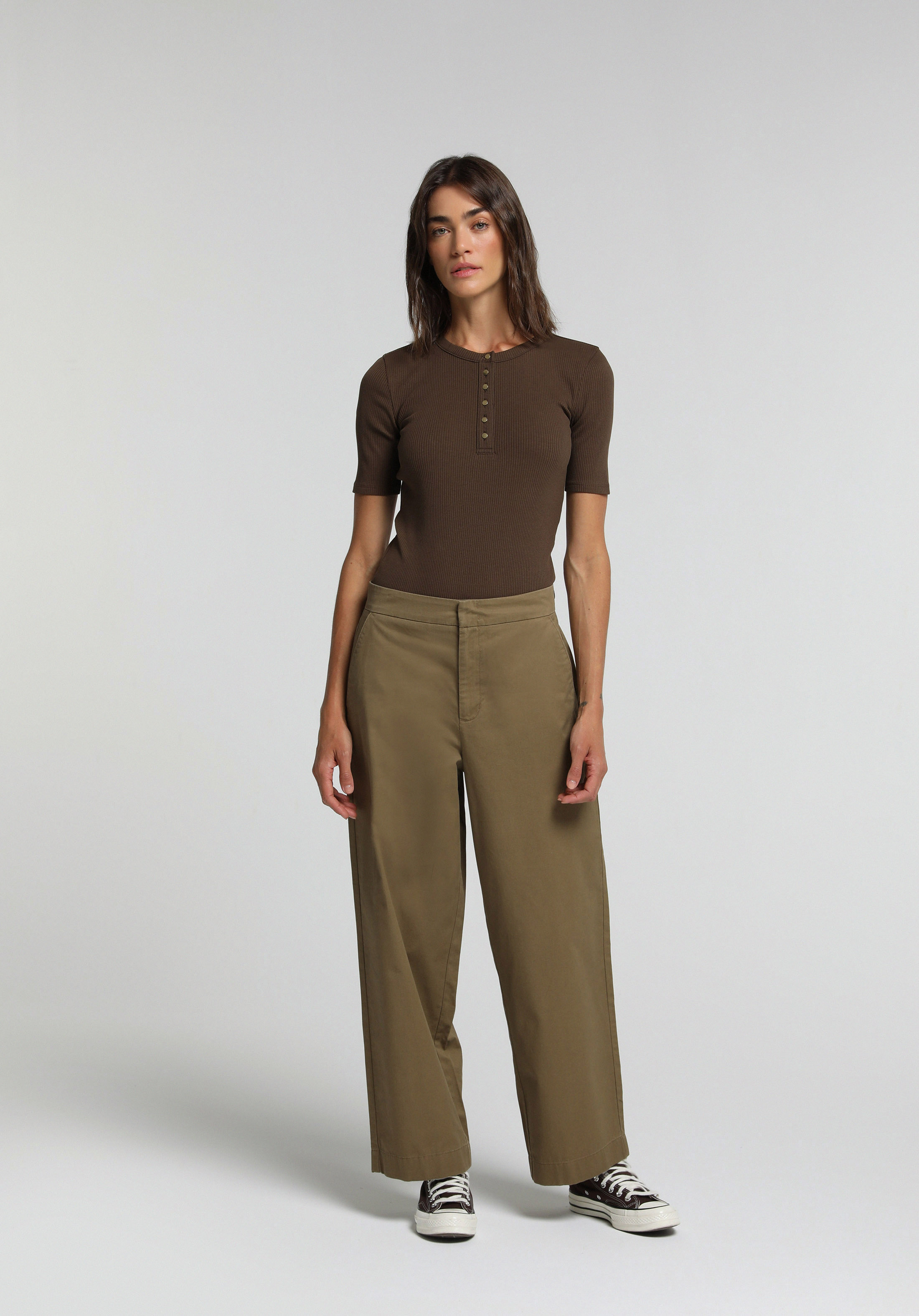 Slim Fit   Kadın Kahverengi  Tişört