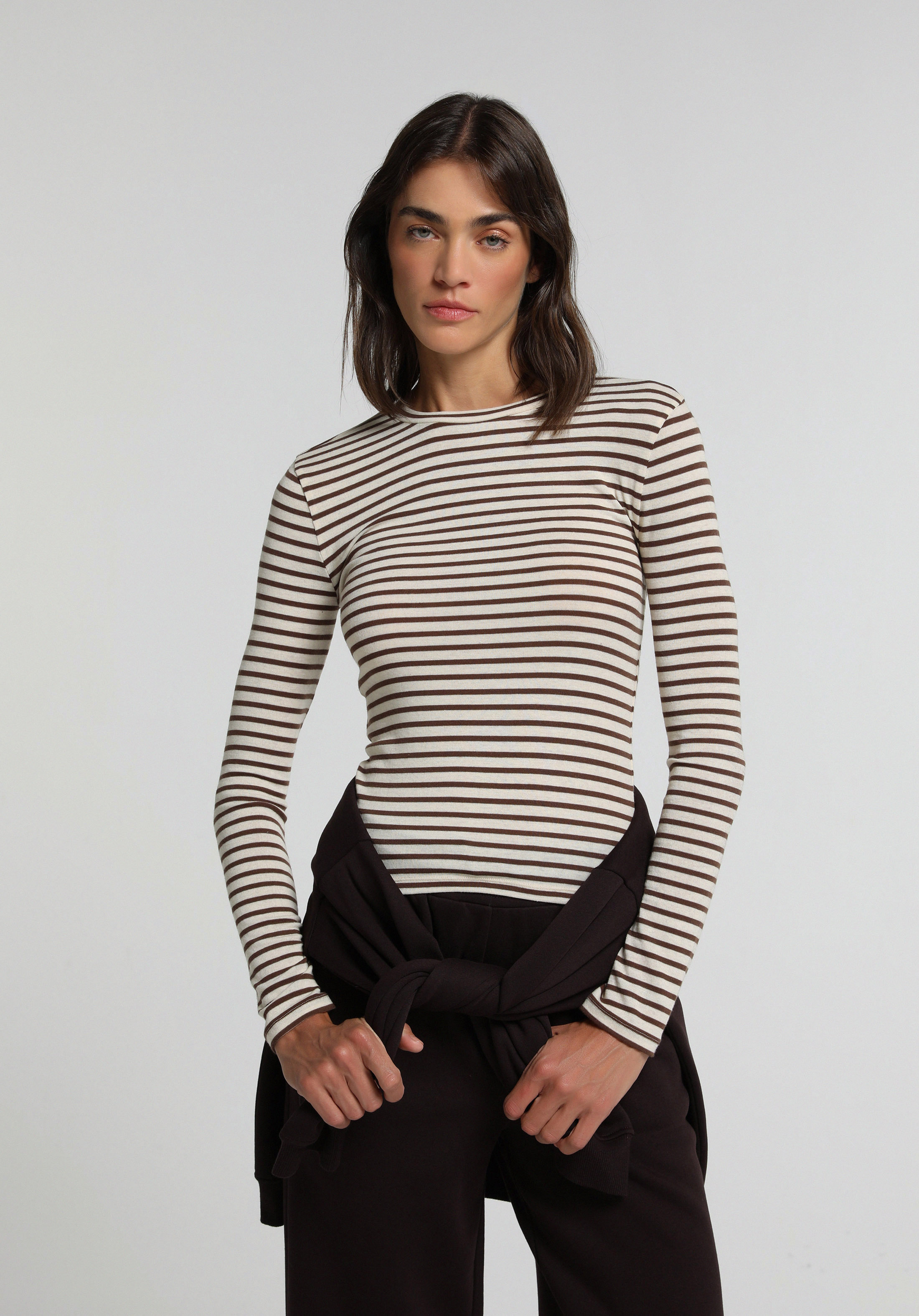 Slim Fit   Kadın Kahverengi  Tişört