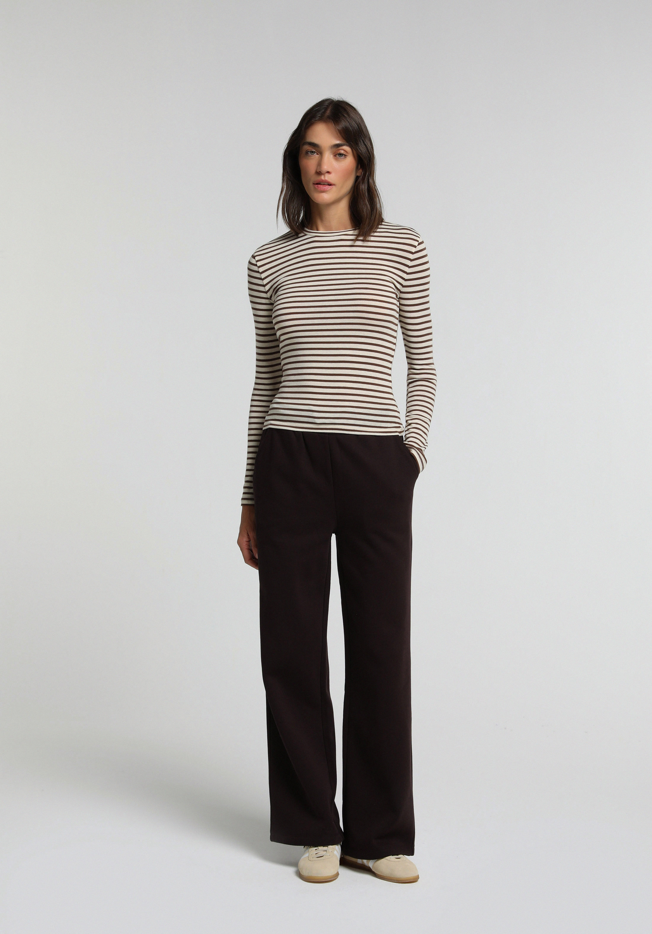 Slim Fit   Kadın Kahverengi  Tişört