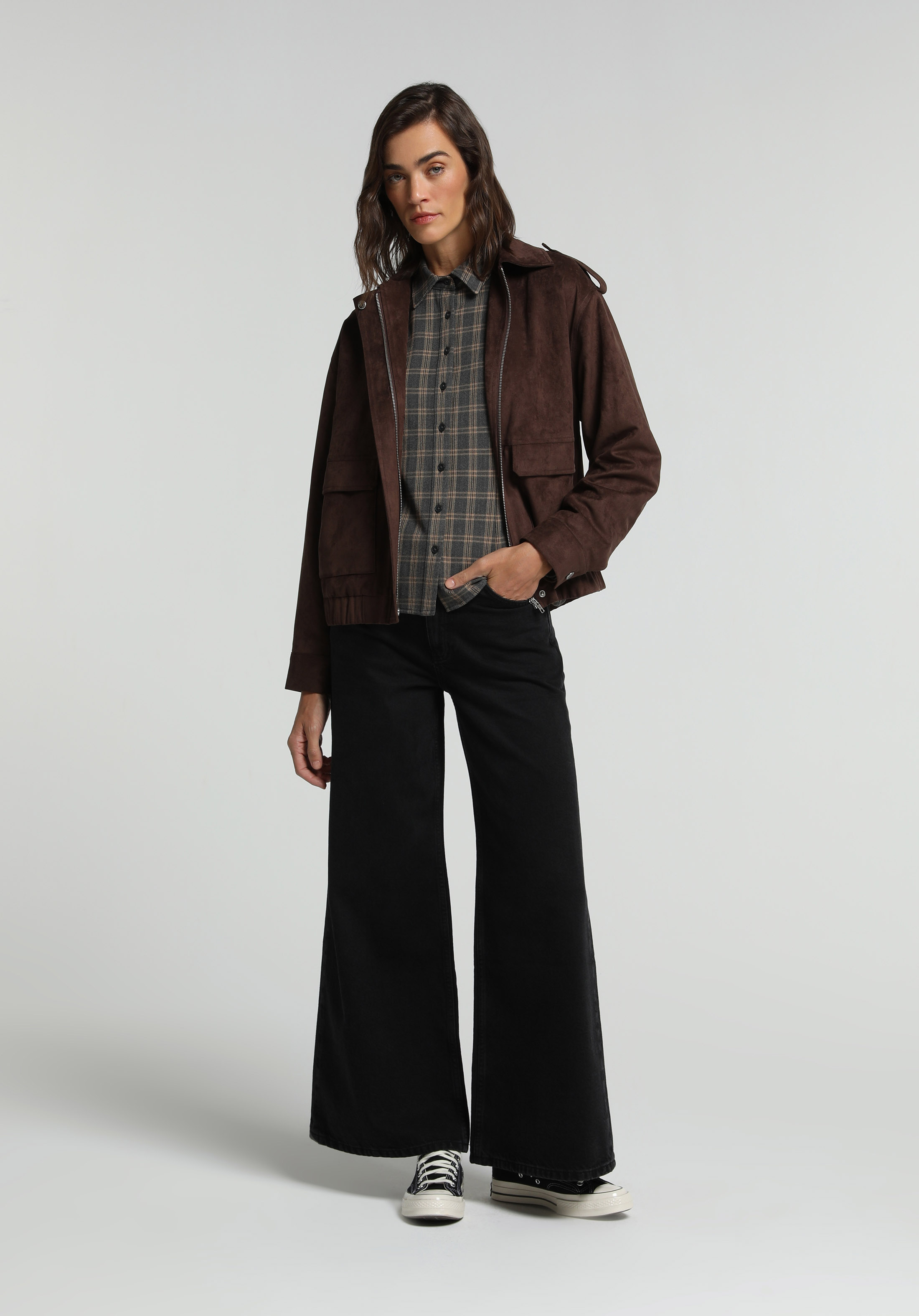 Fashion Fit Fermuarlı Astarlı  Kadın Kahverengi Ceket