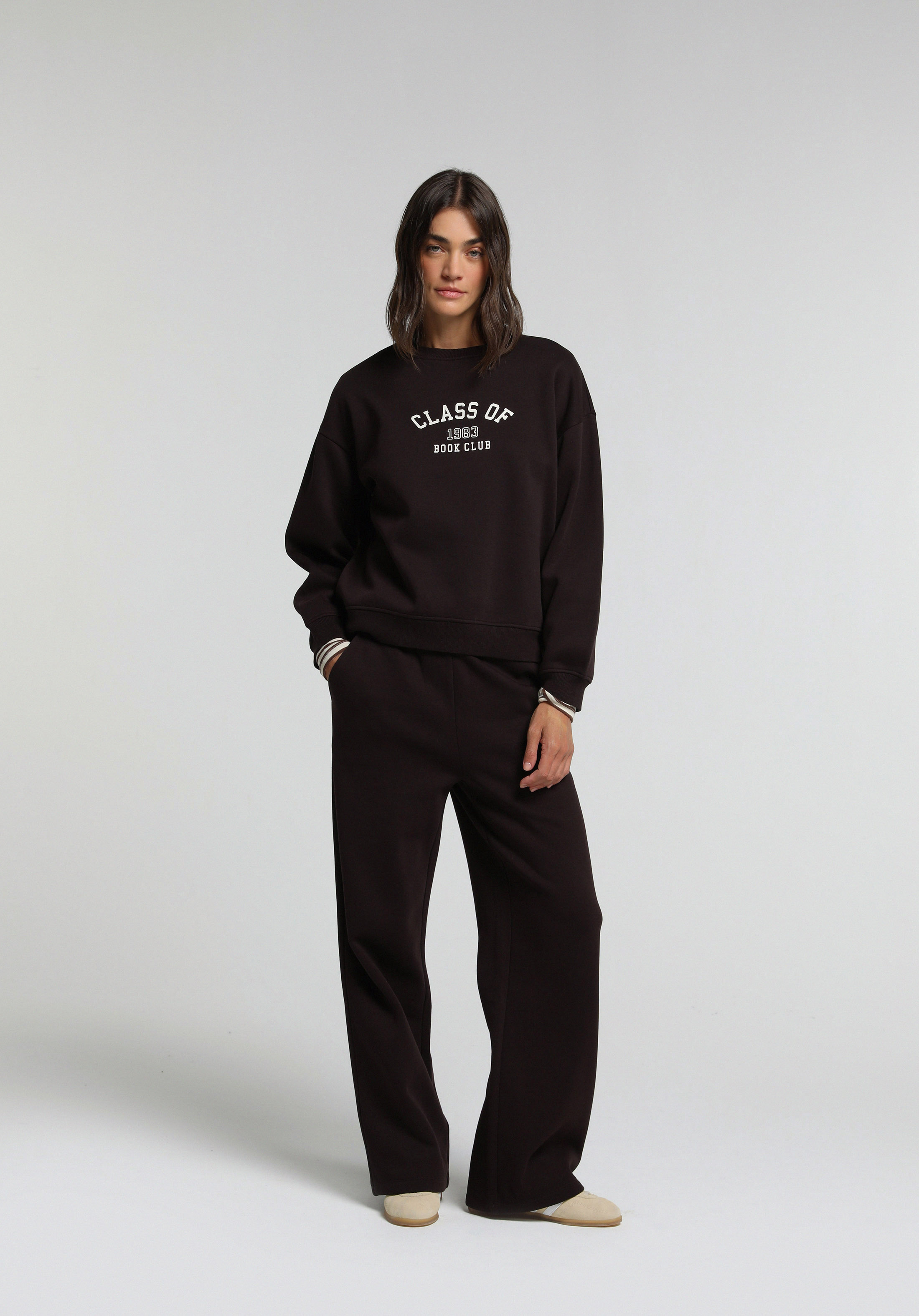 Regular Fit Yuvarlak Yaka Baskılı Kadın Mor Sweatshirt