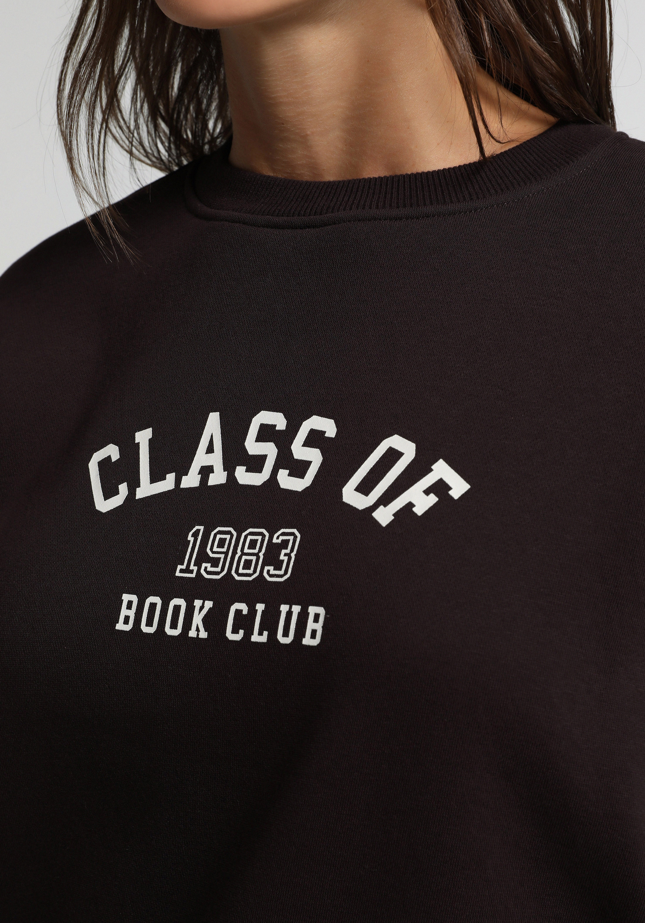 Regular Fit Yuvarlak Yaka Baskılı Kadın Mor Sweatshirt