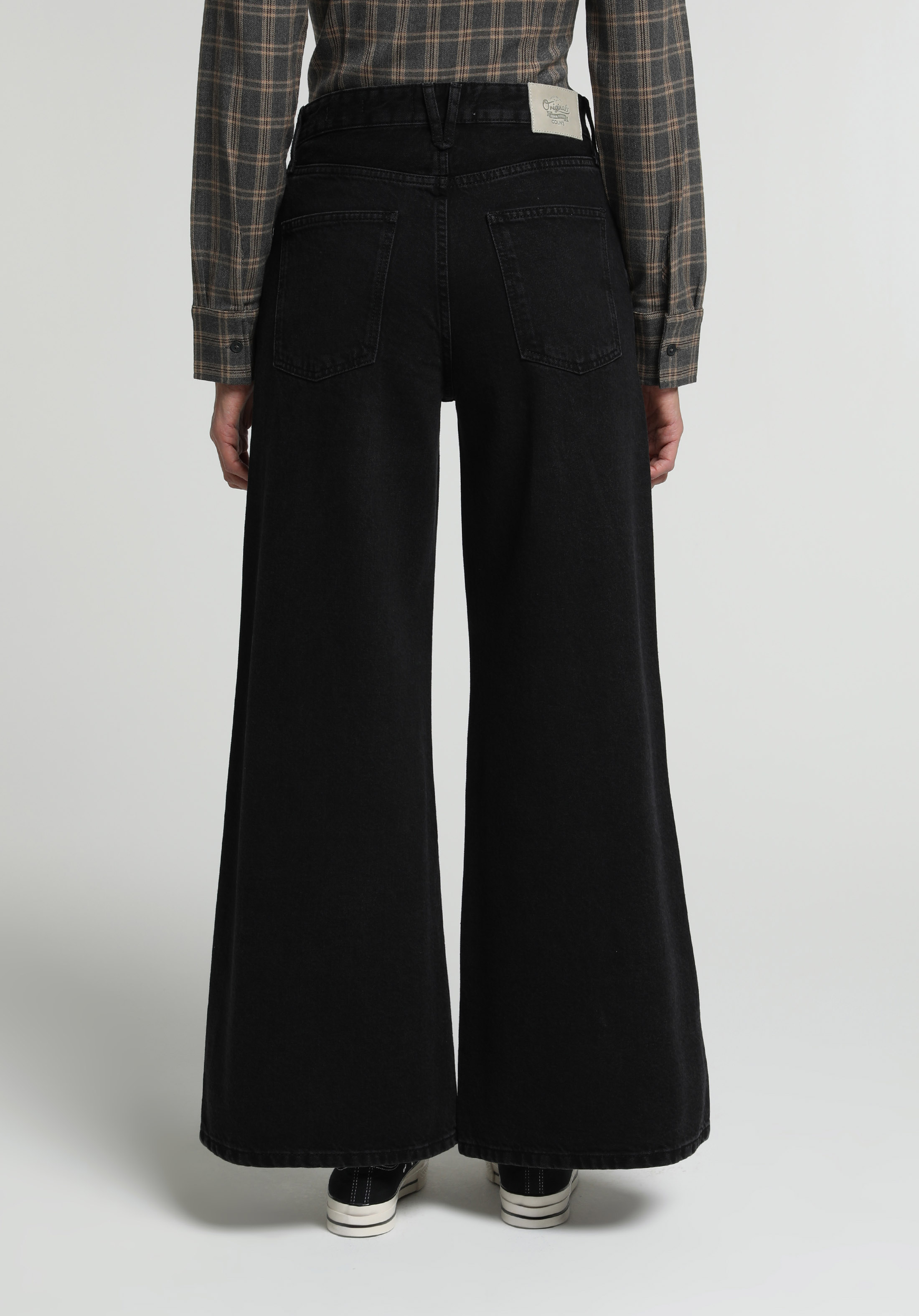 Super Wide Leg Fit   Kadın Black Black Denim Jean Pantolon