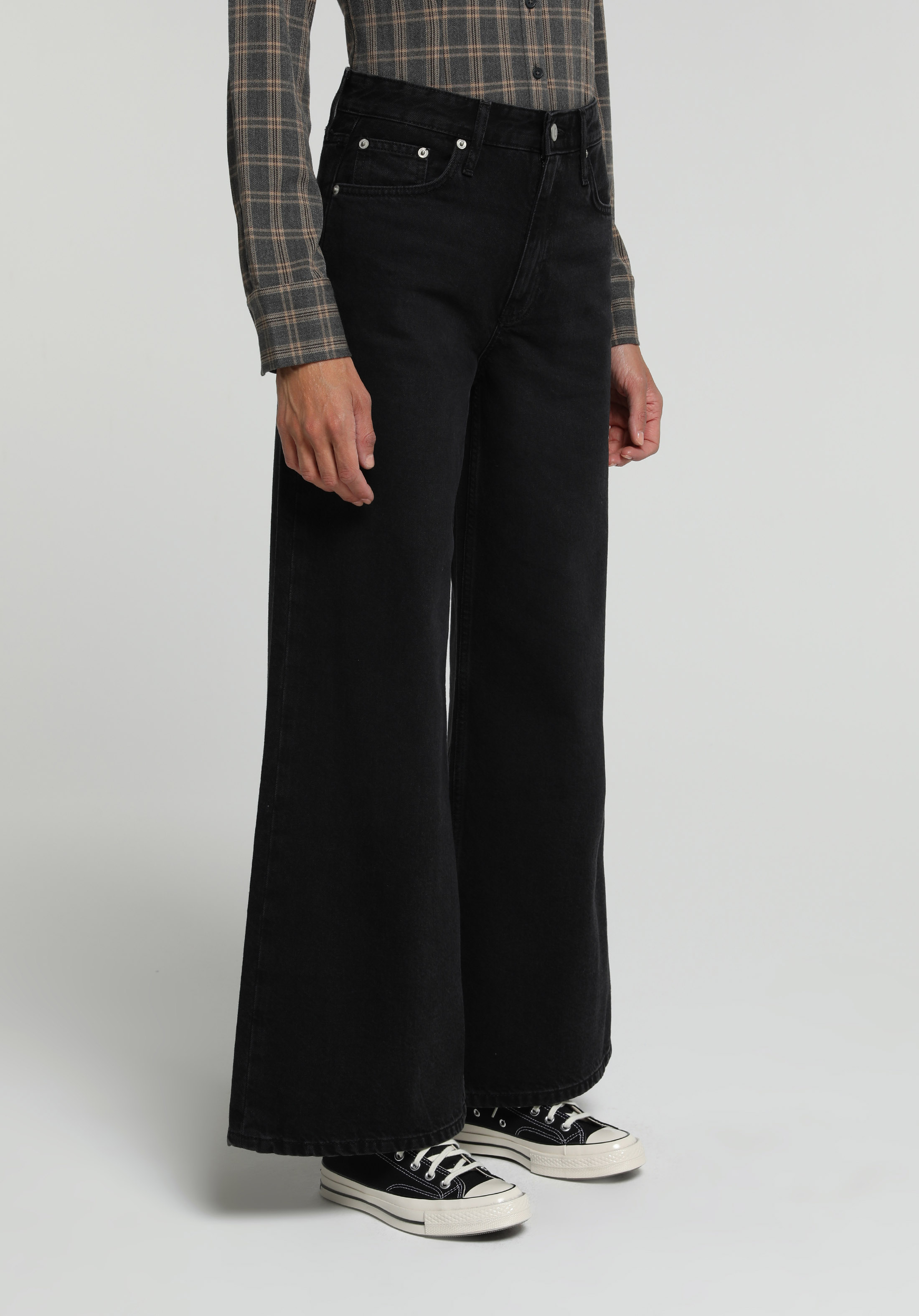 Super Wide Leg Fit   Kadın Black Black Denim Jean Pantolon
