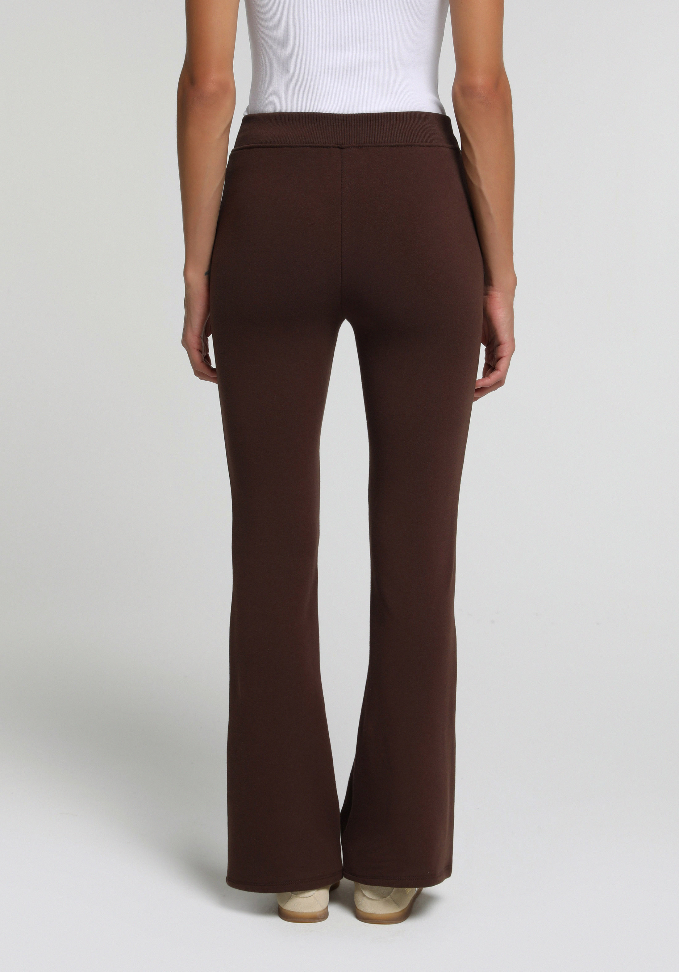 Slim Fit Orta Bel Düz Kadın Kahverengi Eşofman Altı
