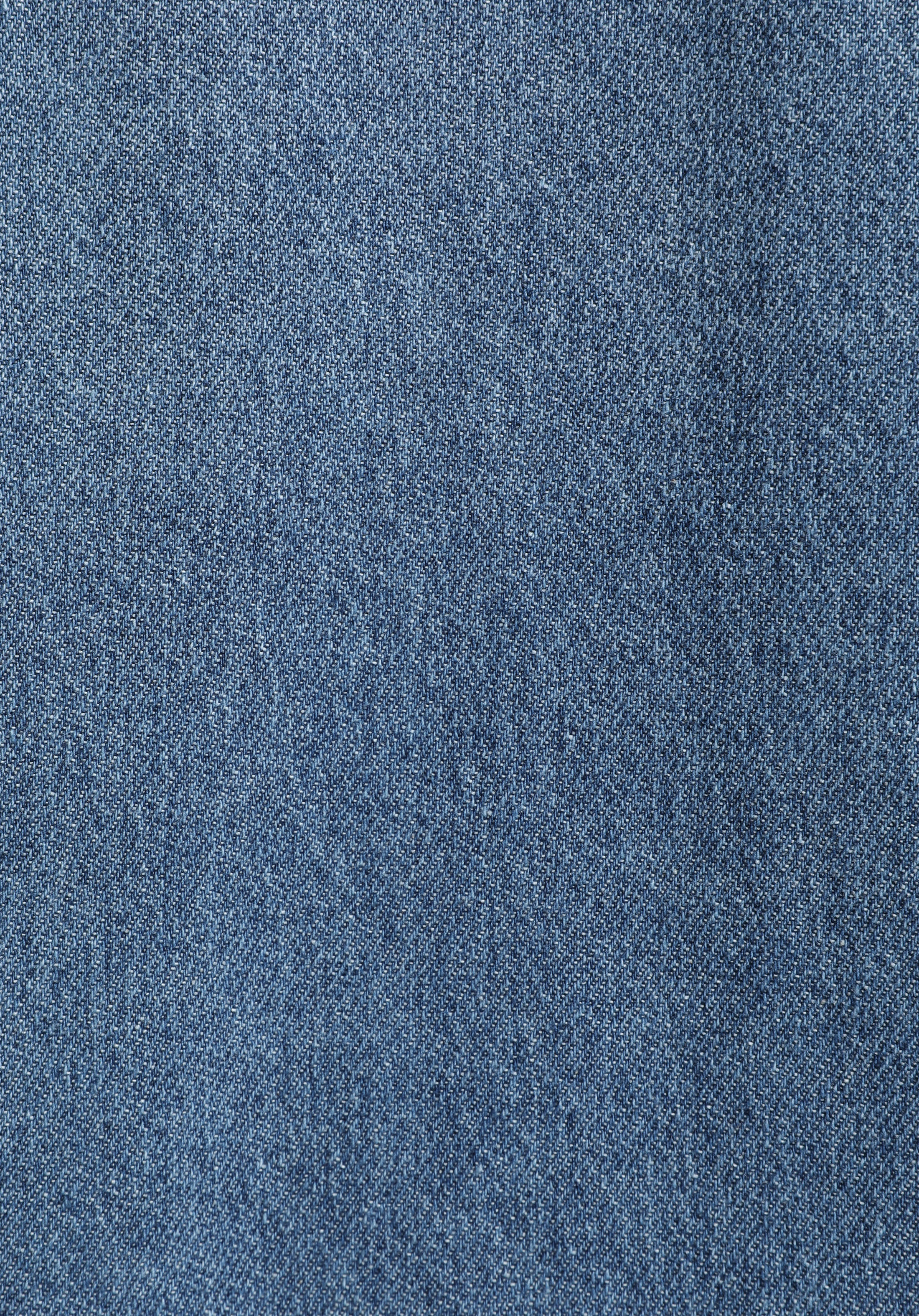 Regular Fit Klasik Yaka Düz Kadın Mid İndigo Denim Uzun Kol Gömlek