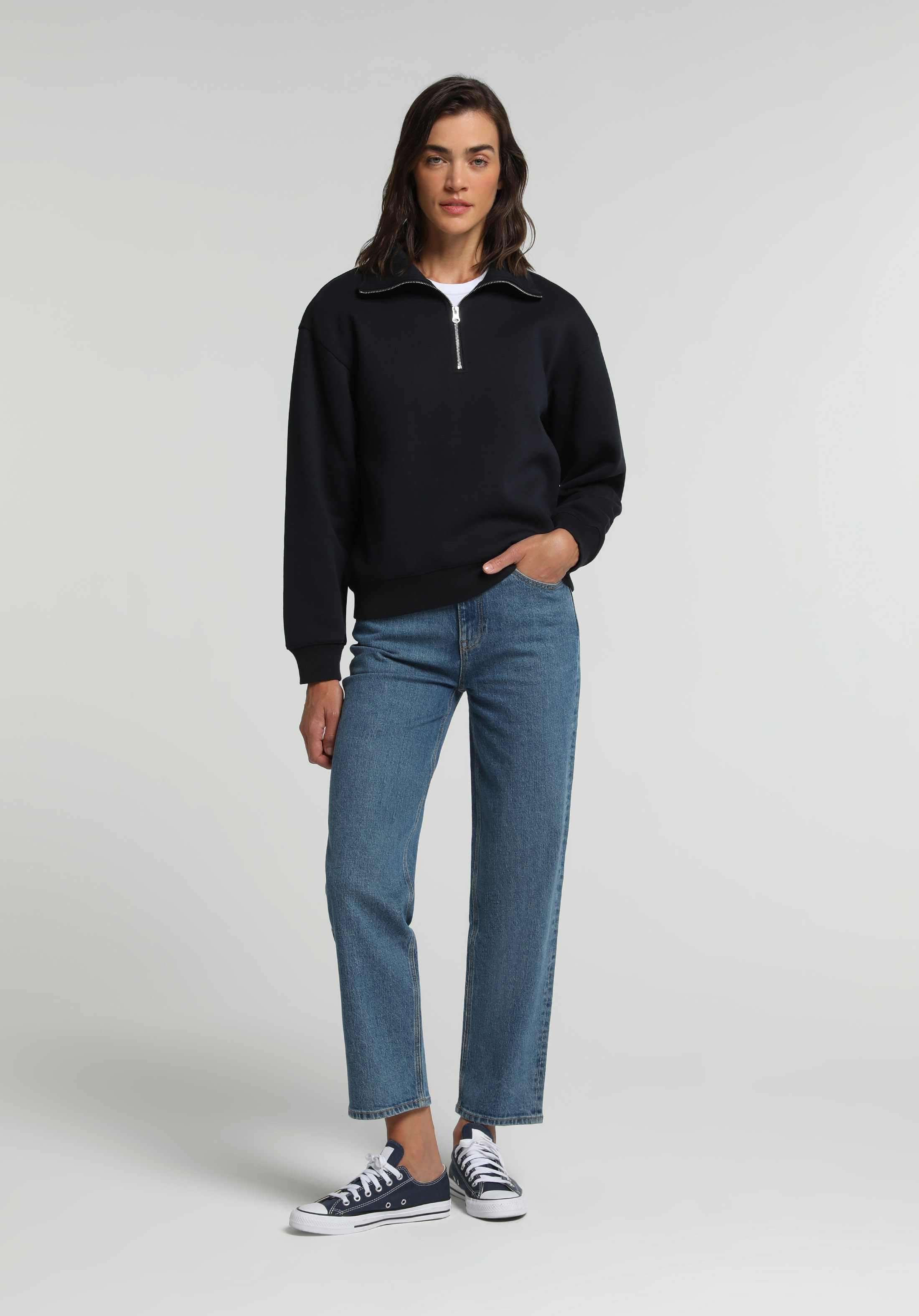 Slim Tapered Fit   Kadın Light İndigo Denim Jean Pantolon
