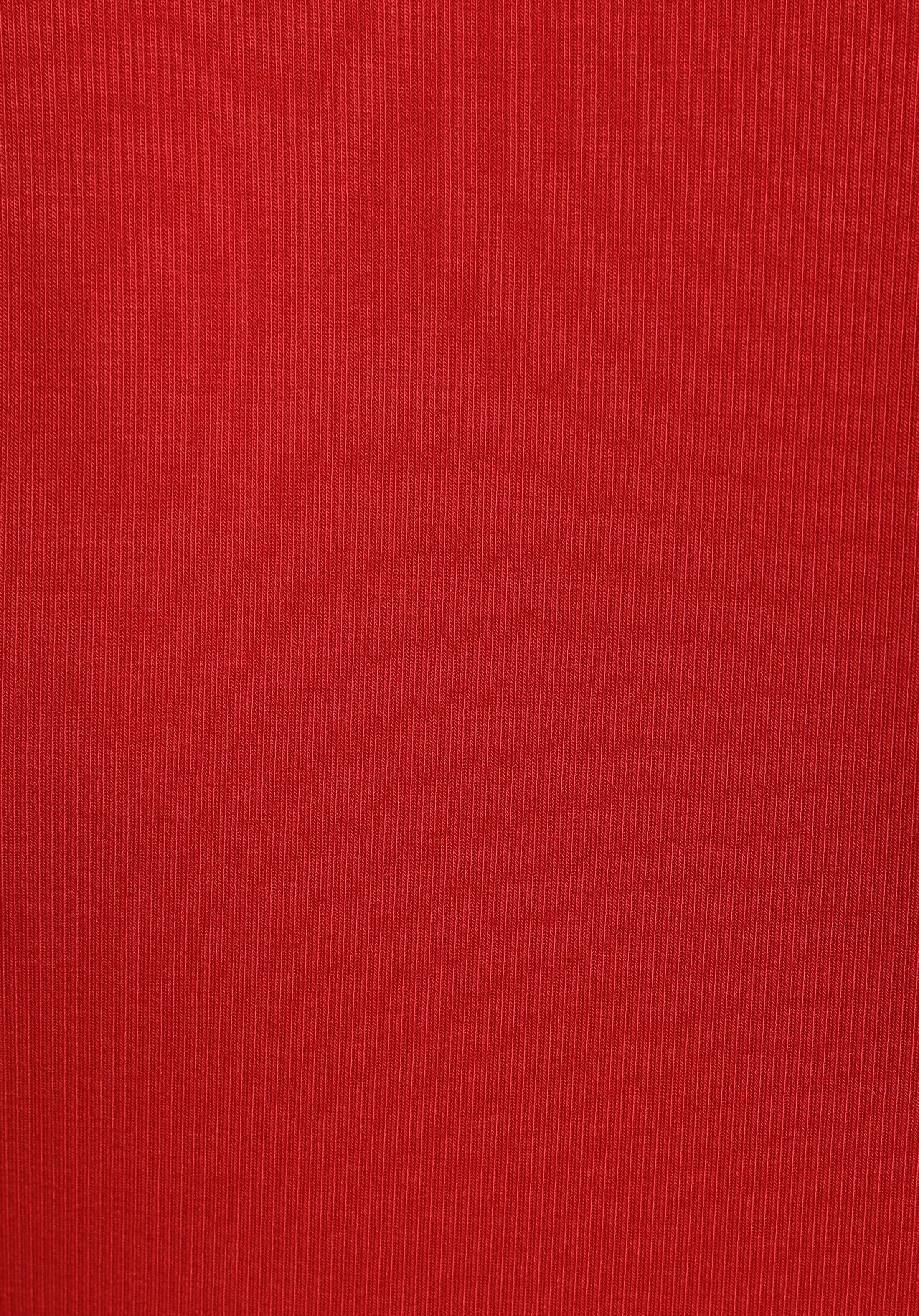 Slim Fit Yuvarlak Yaka Düz Kadın Kirmizi Uzun Kol Tişört