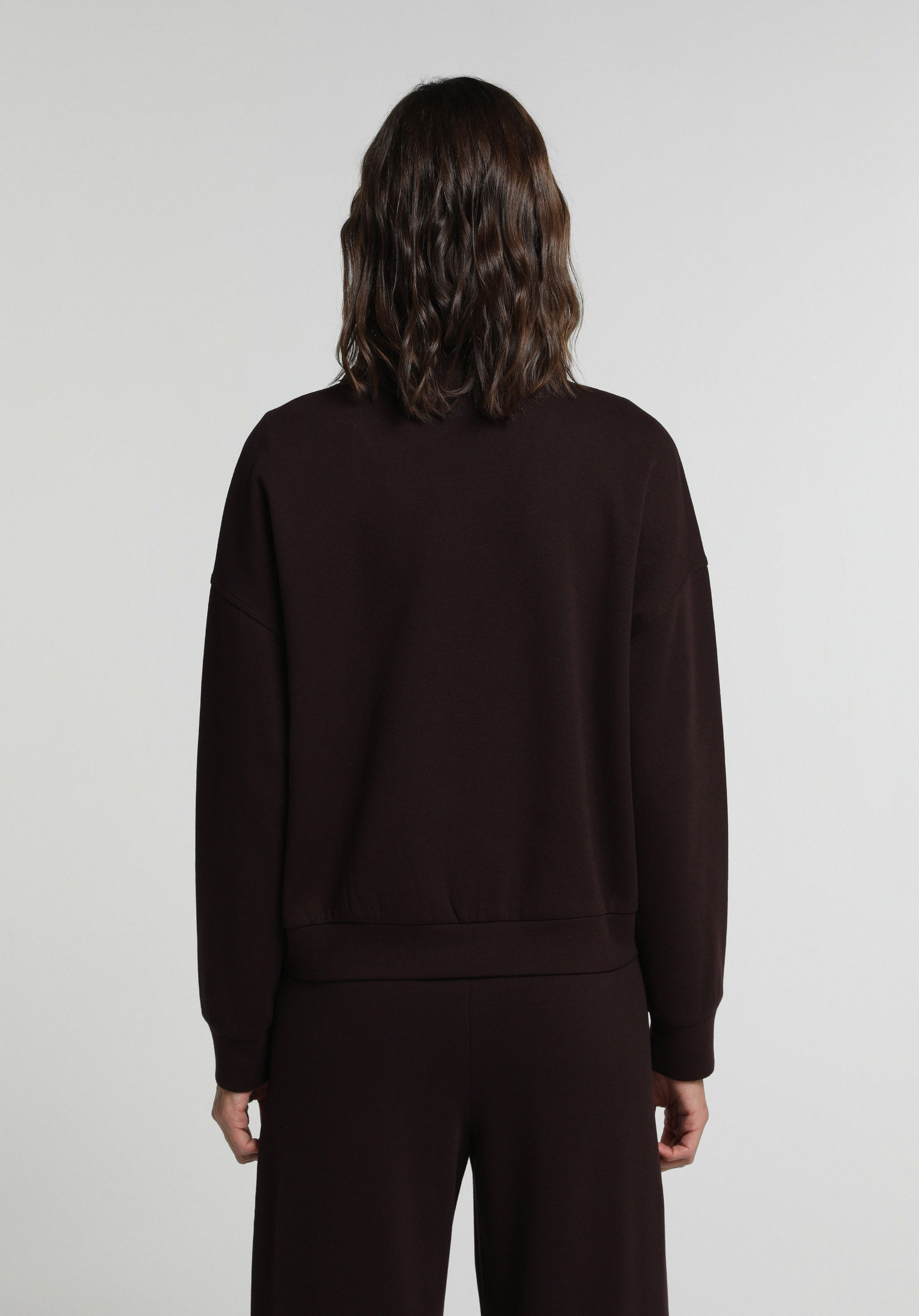 Regular Fit Fermuarlı Düz Kadın Mor Sweatshirt