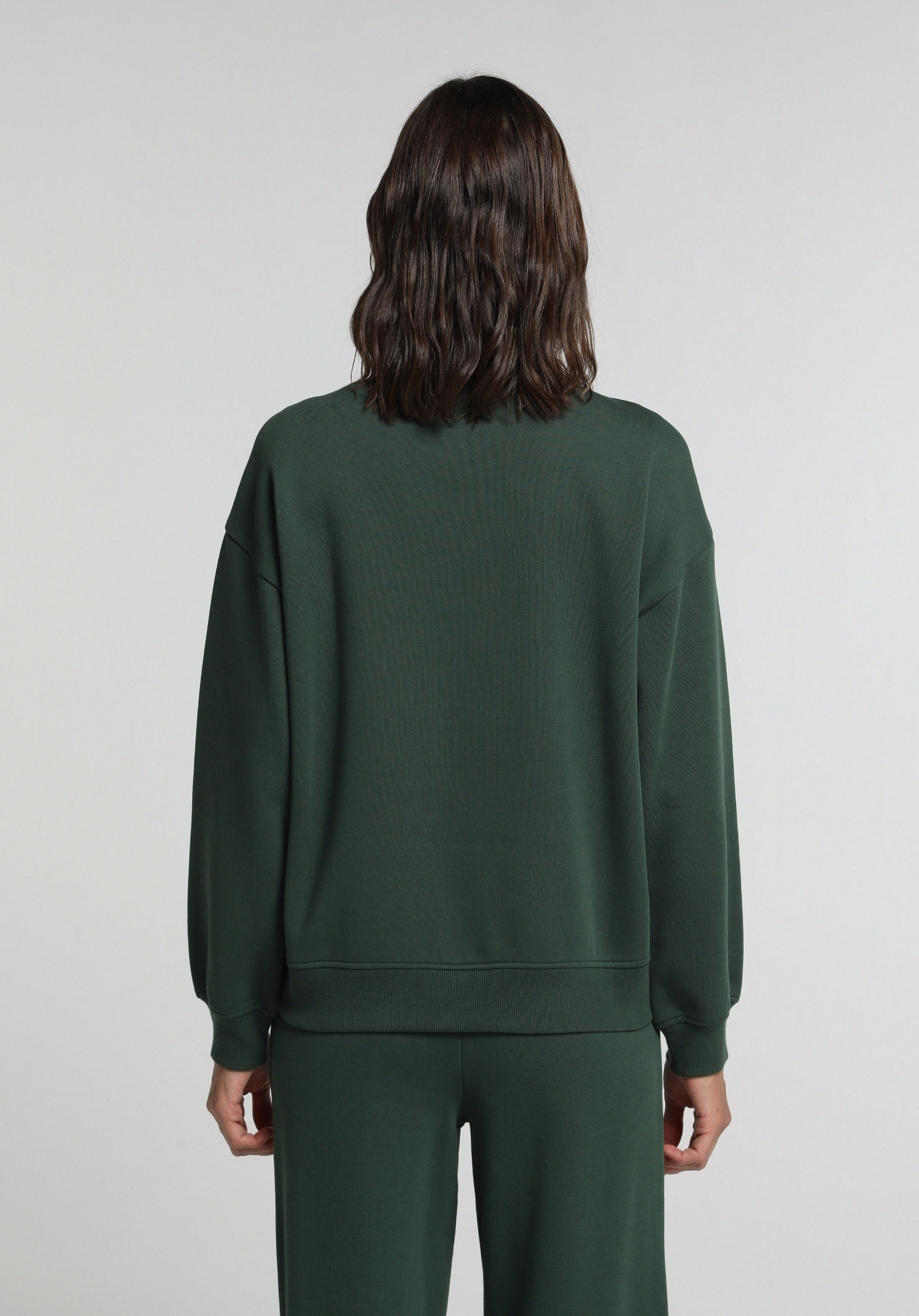 Regular Fit Yuvarlak Yaka Baskılı Kadın Yeşil Sweatshirt