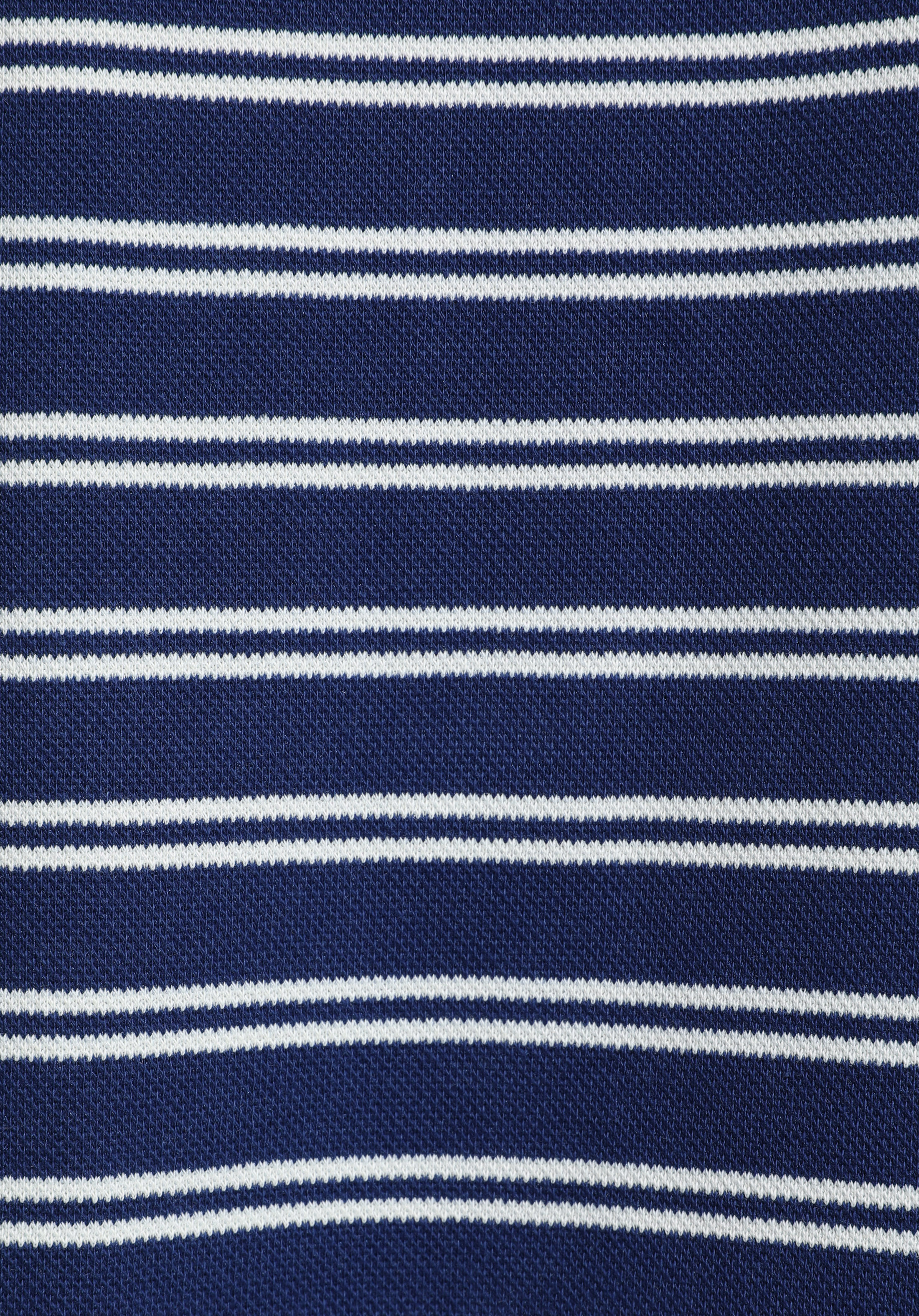 Regular Fit Polo Yaka Çizgili Kadın Lacivert Sweatshirt