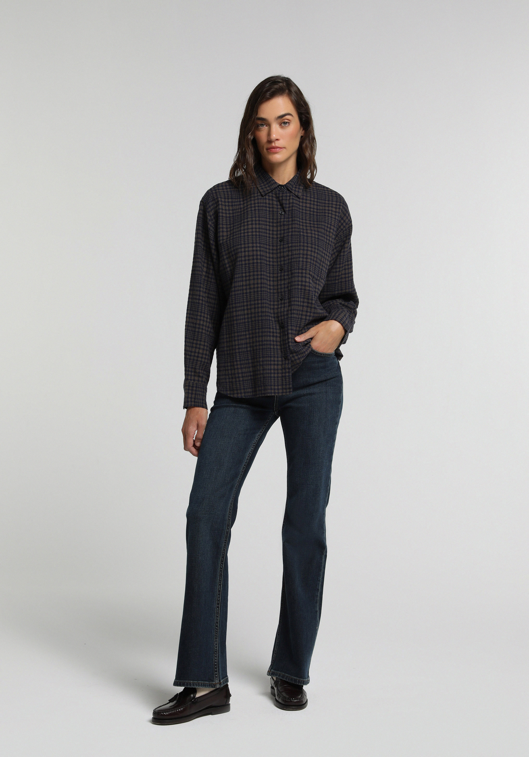 Flare Fit   Kadın Over Dyed Denim Jean Pantolon