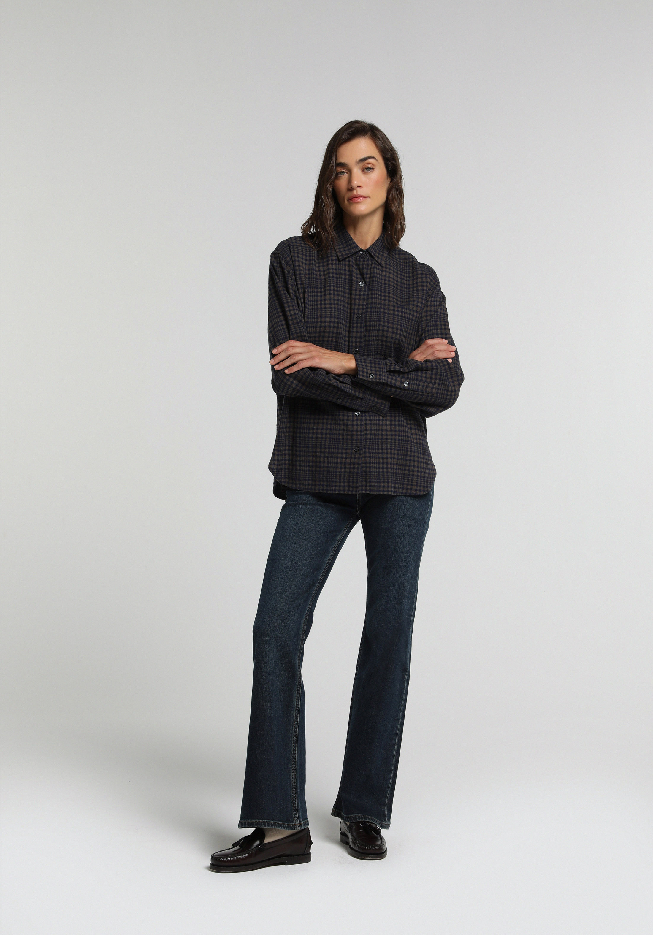 Flare Fit   Kadın Over Dyed Denim Jean Pantolon