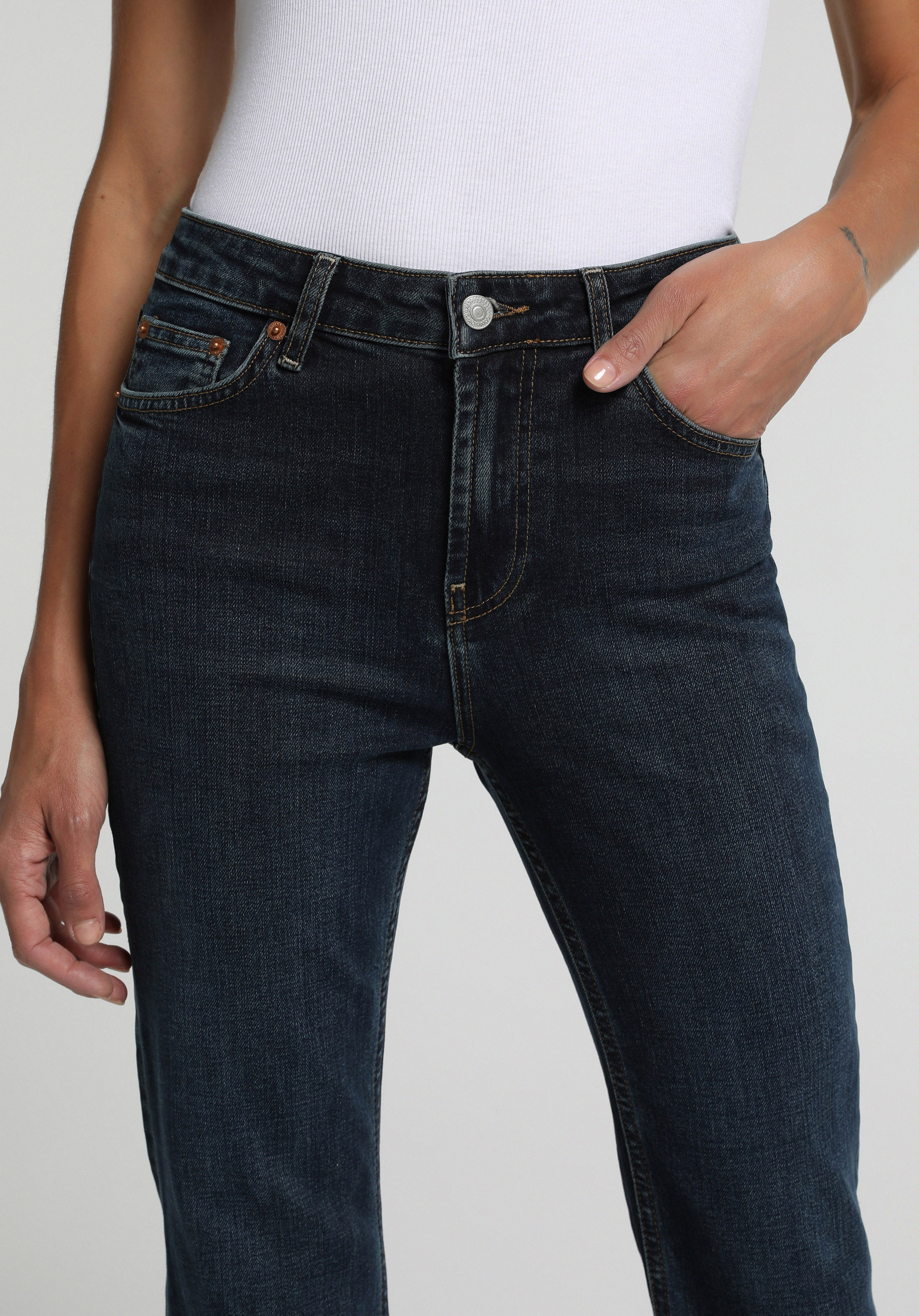 Flare Fit   Kadın Over Dyed Denim Jean Pantolon