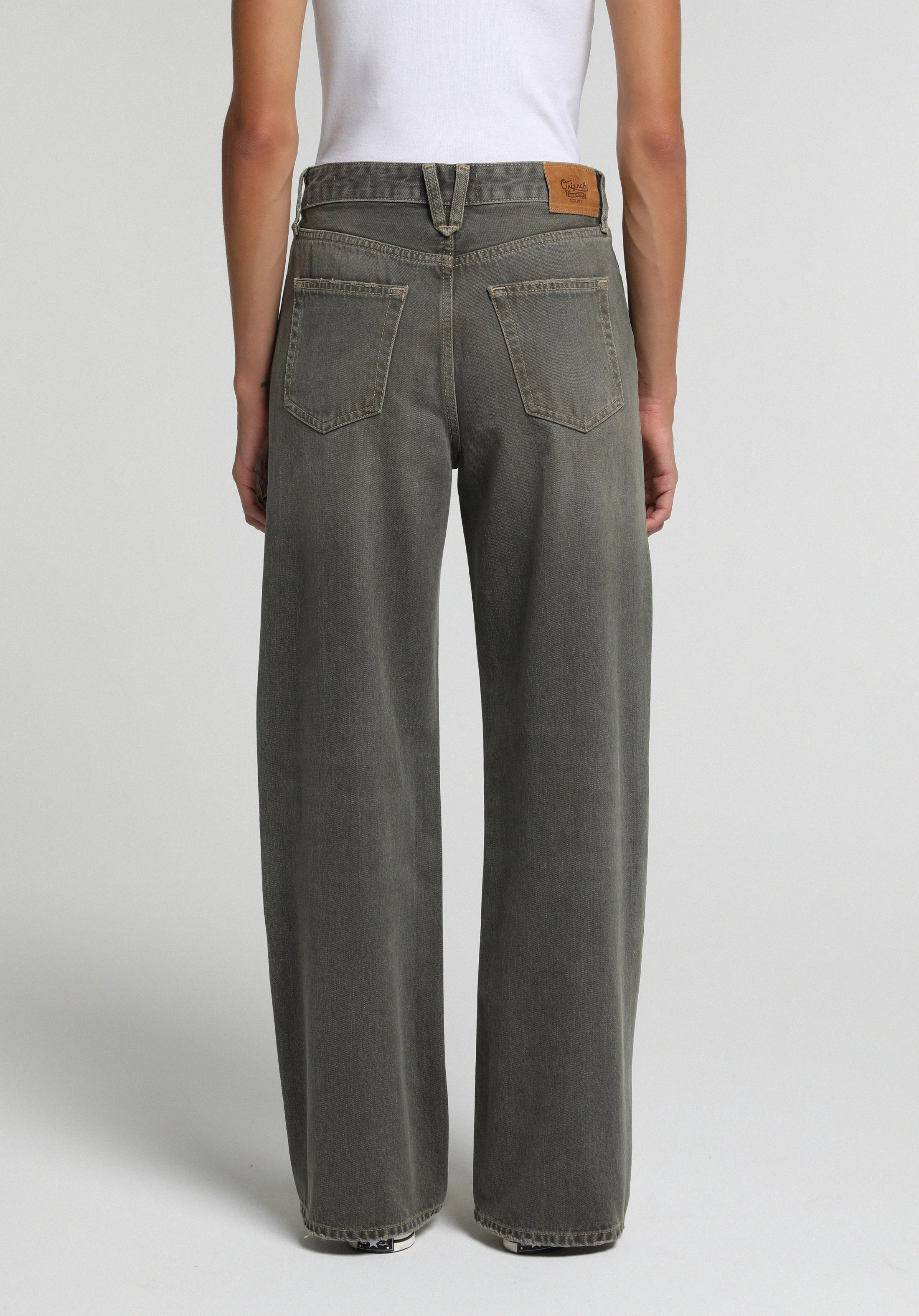 Wide Leg Fit   Kadın Over Dyed Denim Jean Pantolon