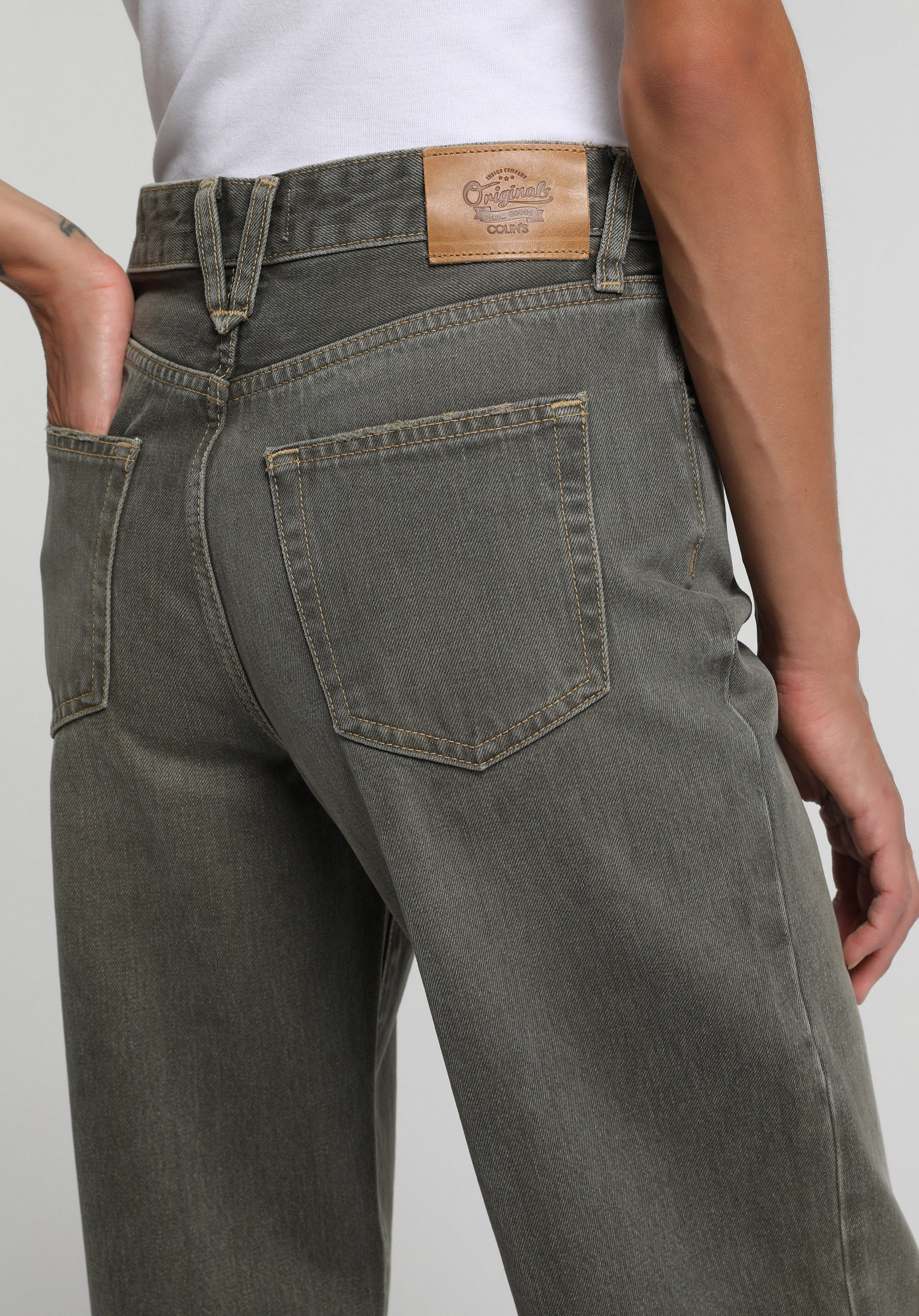Wide Leg Fit   Kadın Over Dyed Denim Jean Pantolon