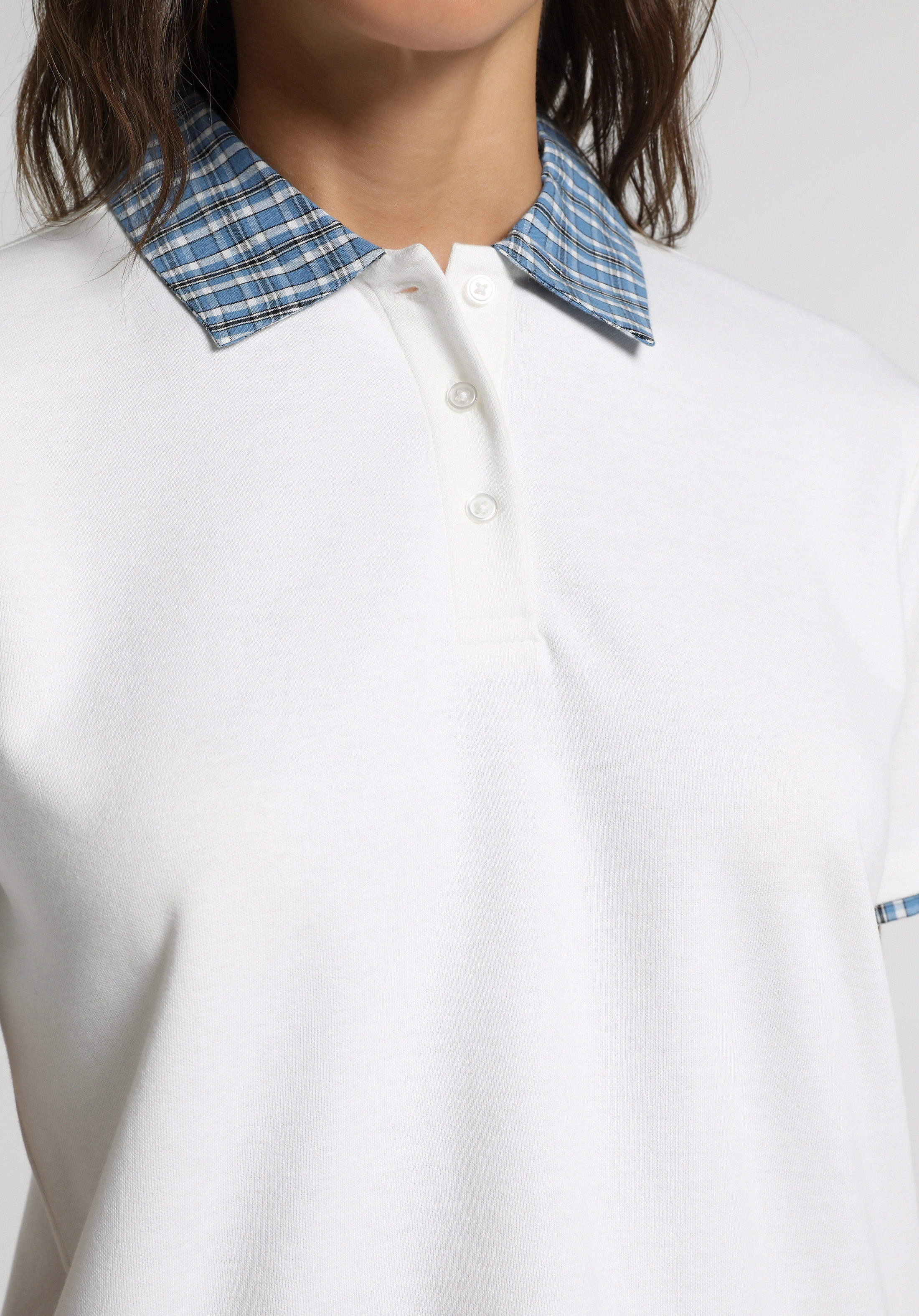 Regular Fit Shirt Neck Düz Kadın Beyaz Kısa Kol Tişört