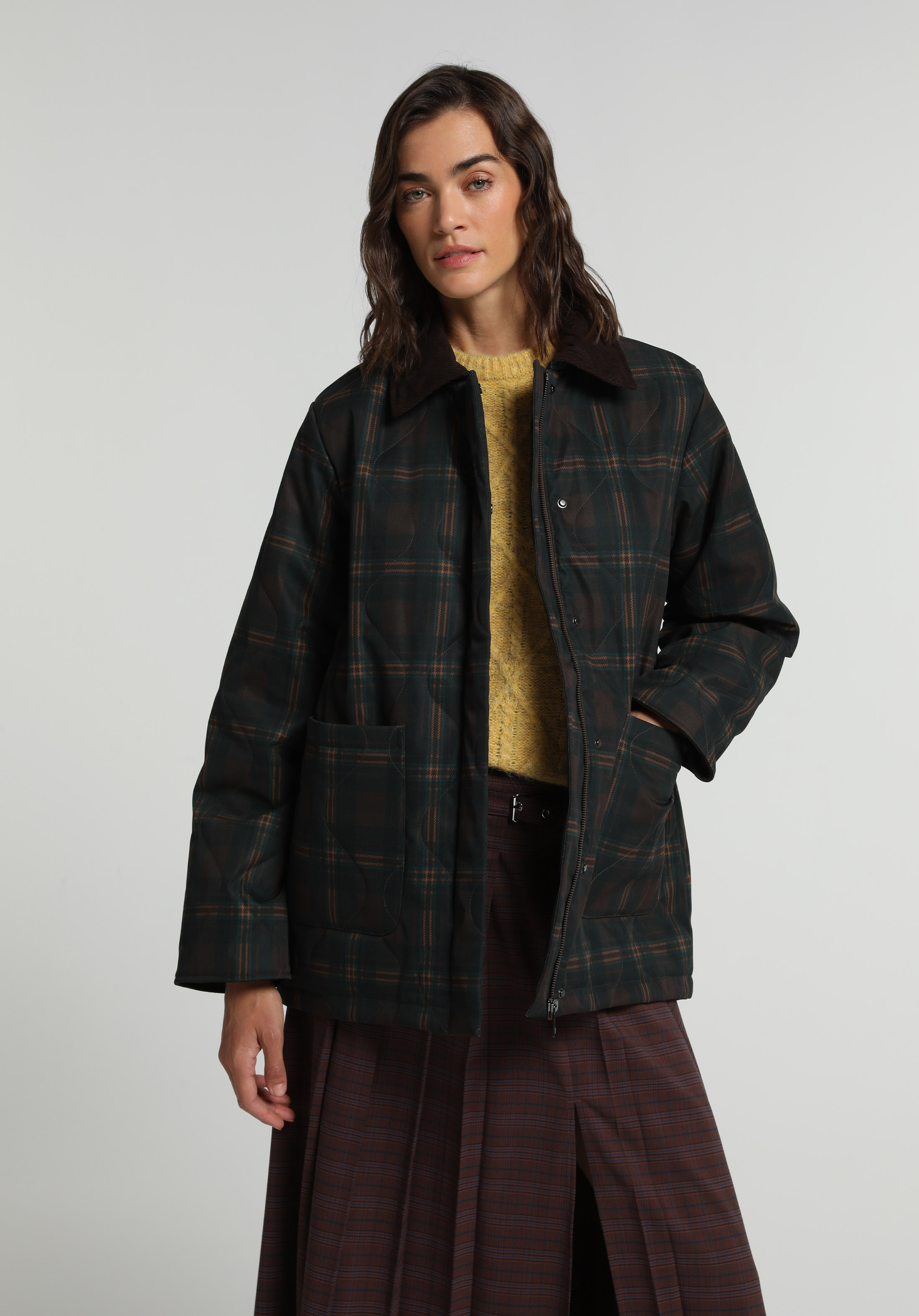 Regular Fit Shirt Neck Fermuarlı Astarlı Suya Dayanıklı Kadın Kahverengi Mont