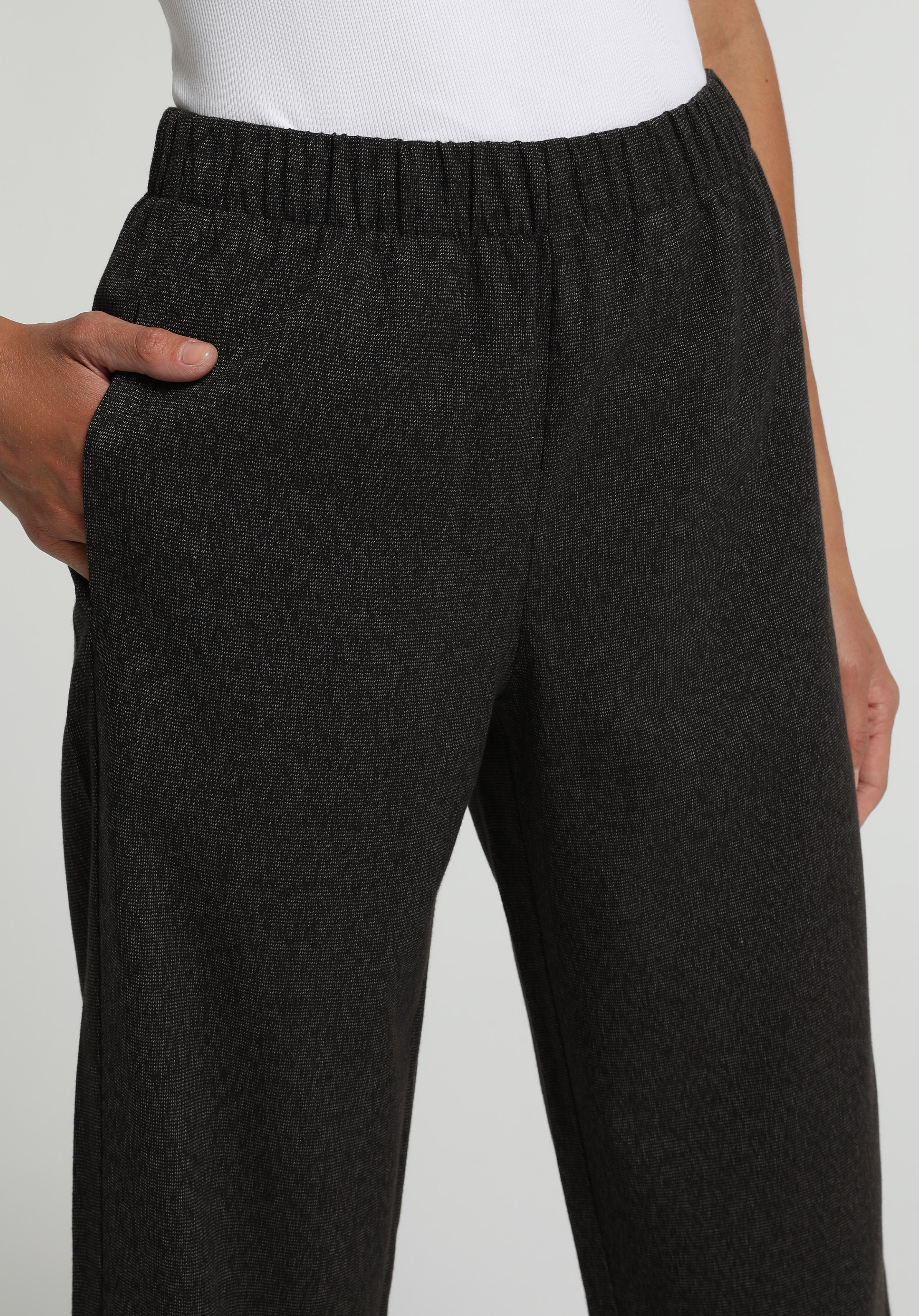 Regular Fit Yüksel Bel Geniş Paça Kadın Antrasit  Pantolon