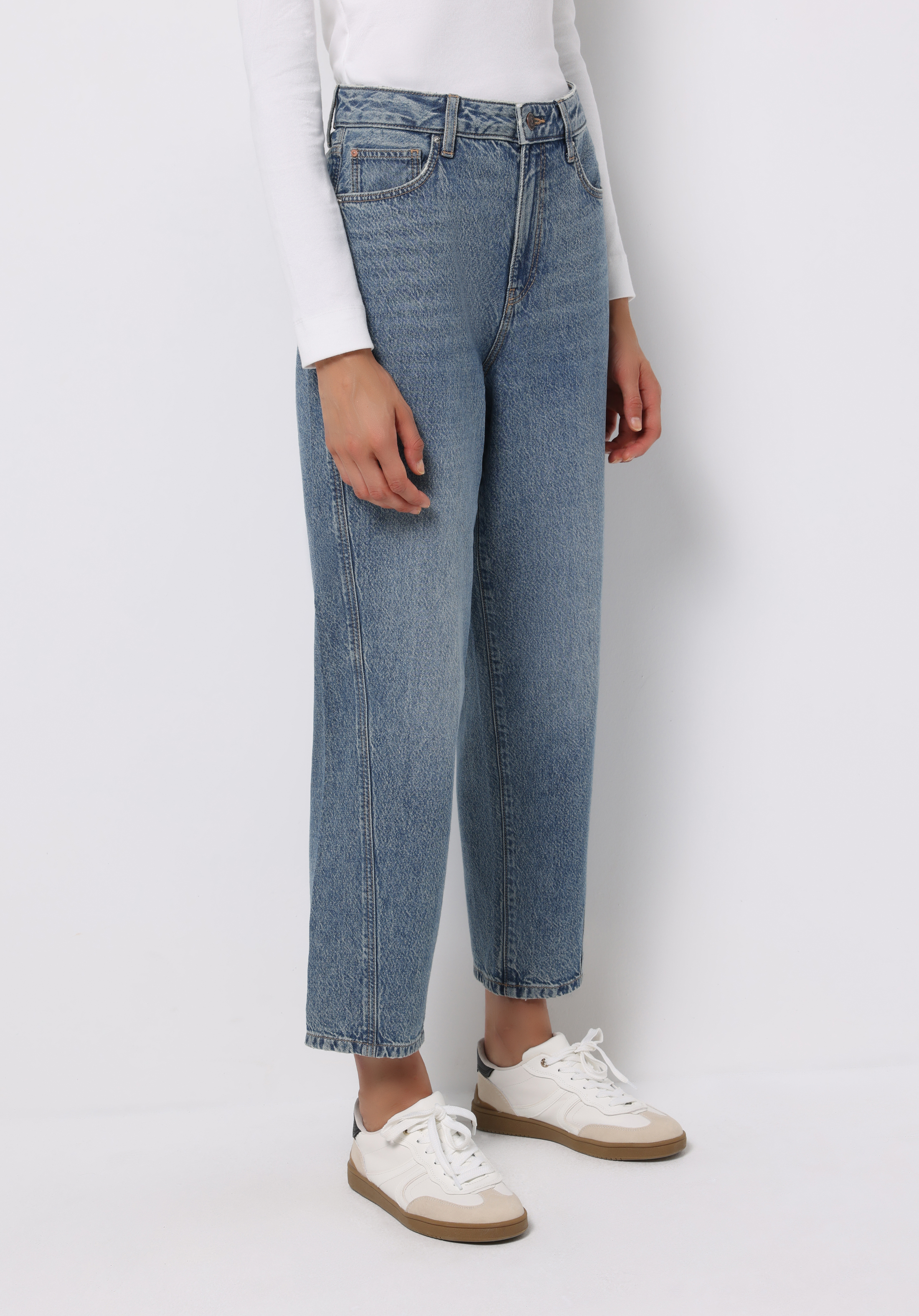 Barrel Fit   Kadın Light İndigo Denim Jean Pantolon
