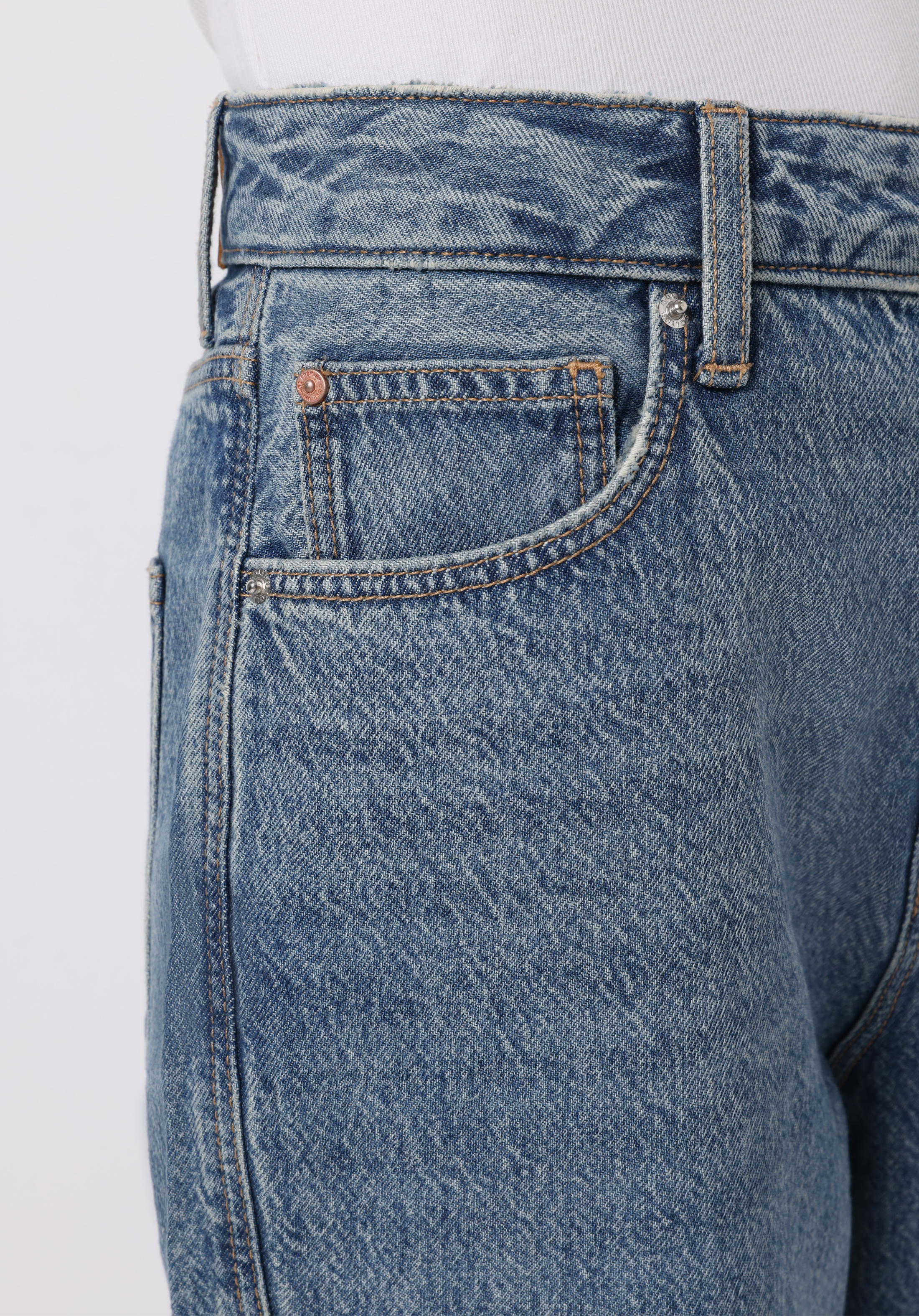 Barrel Fit   Kadın Light İndigo Denim Jean Pantolon