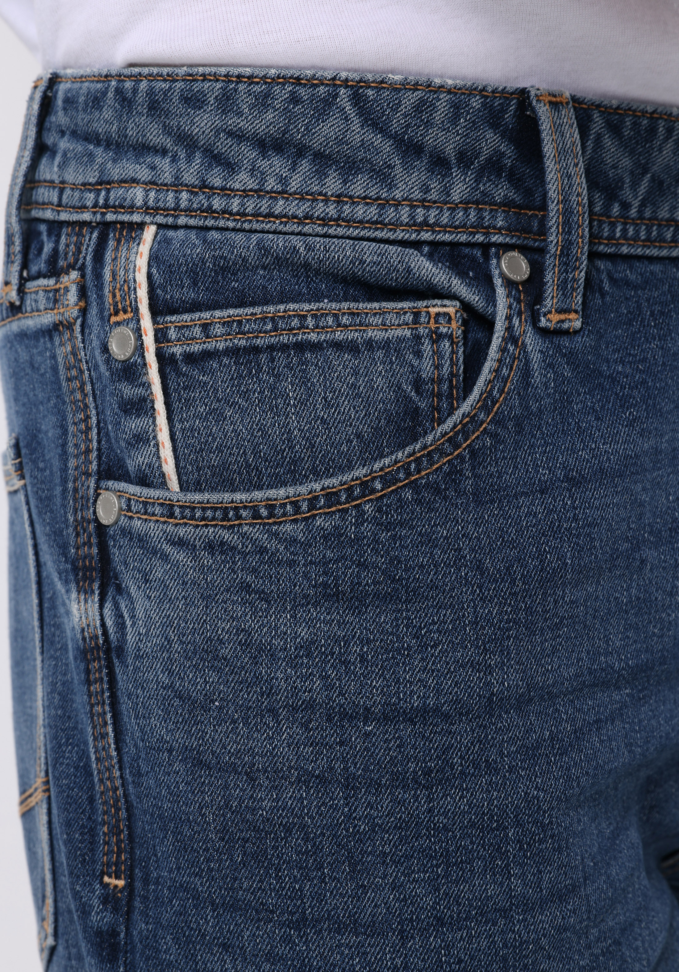 Loose Tapered Fit   Erkek Mid İndigo Denim Jean Pantolon