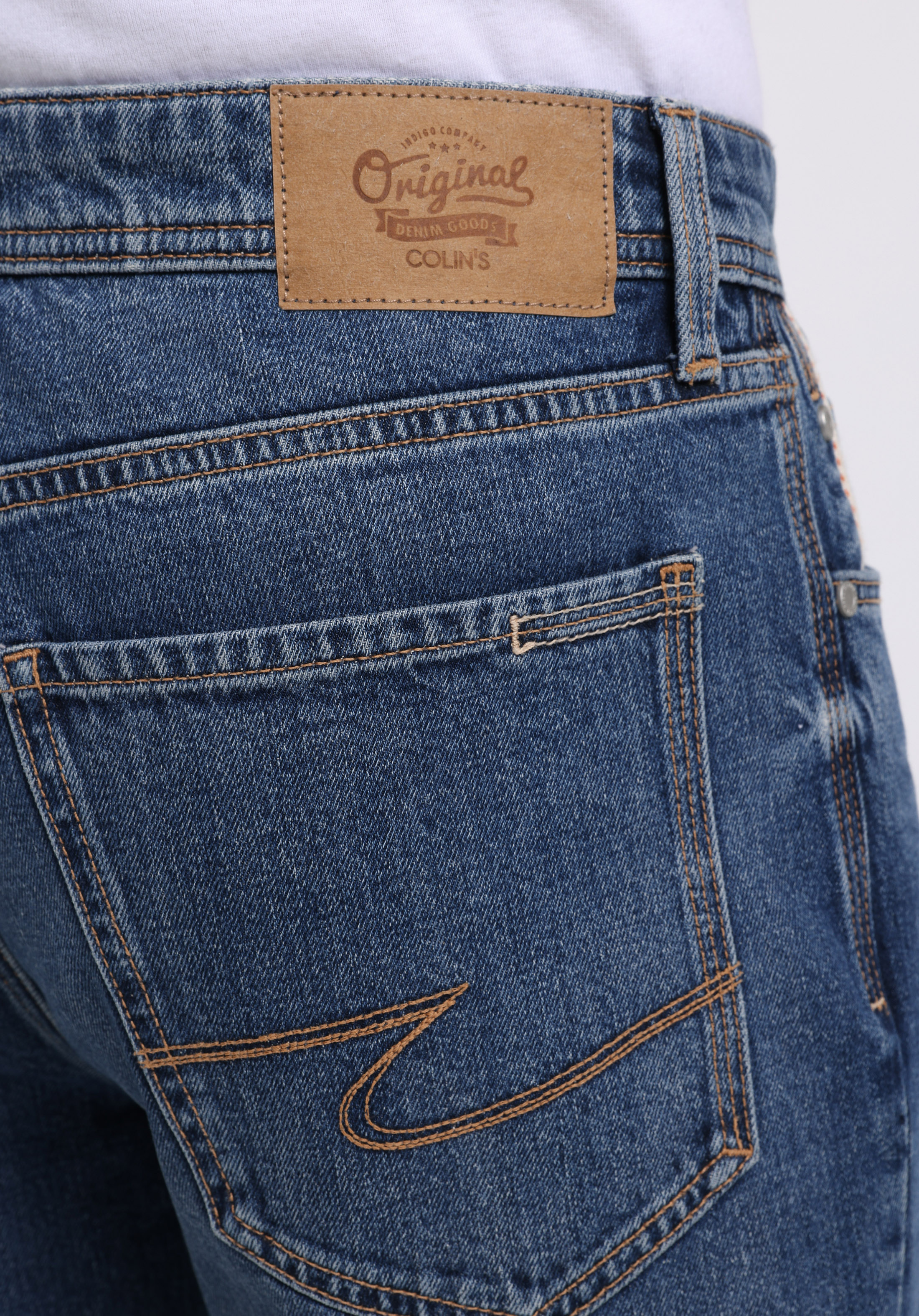Loose Tapered Fit   Erkek Mid İndigo Denim Jean Pantolon