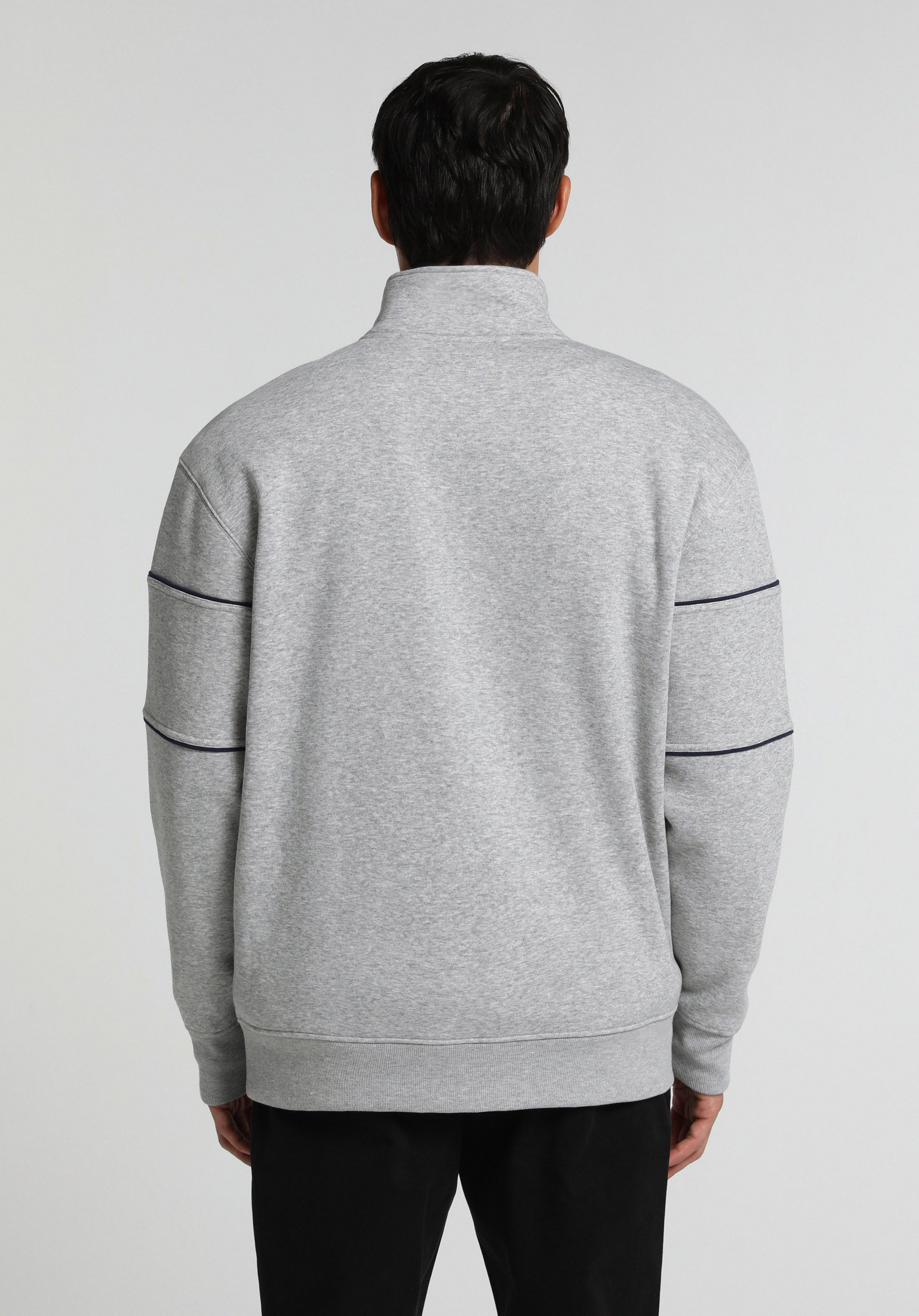 Relaxed Fit Dik Yaka Düz Erkek Gri Sweatshirt